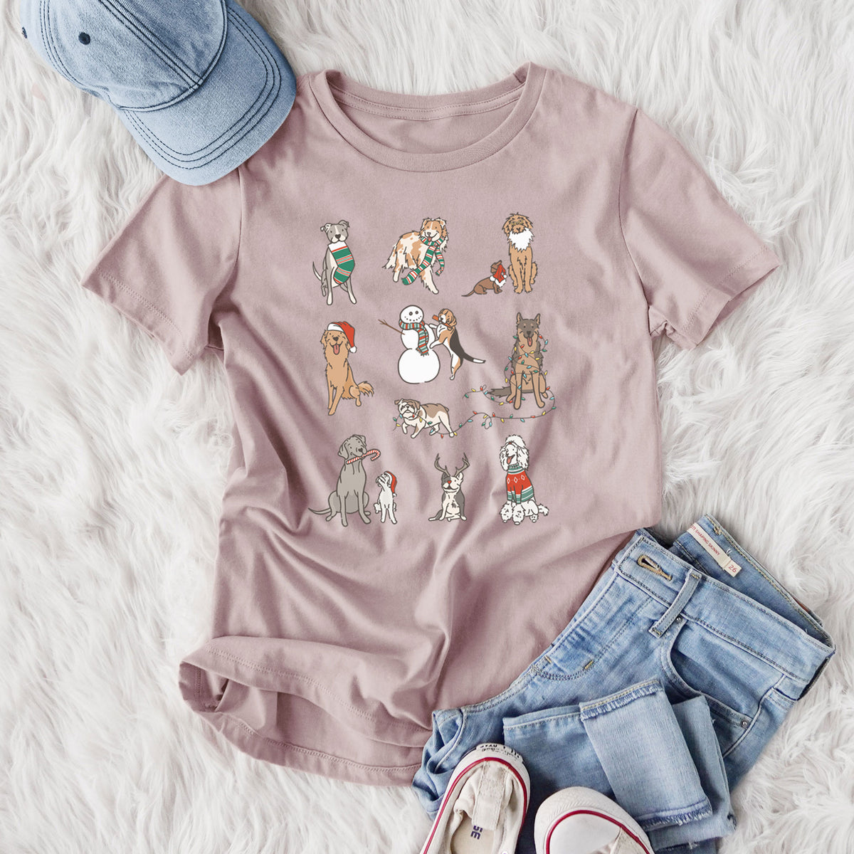 Christmas Pups - Women's Lightweight Relaxed Fit 100% Cotton Crewneck