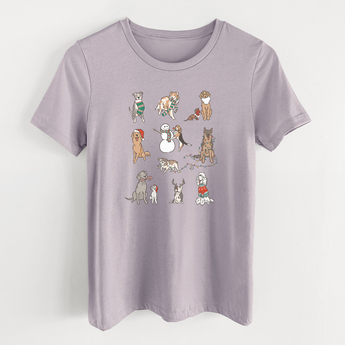 Christmas Pups - Women's Lightweight Relaxed Fit 100% Cotton Crewneck