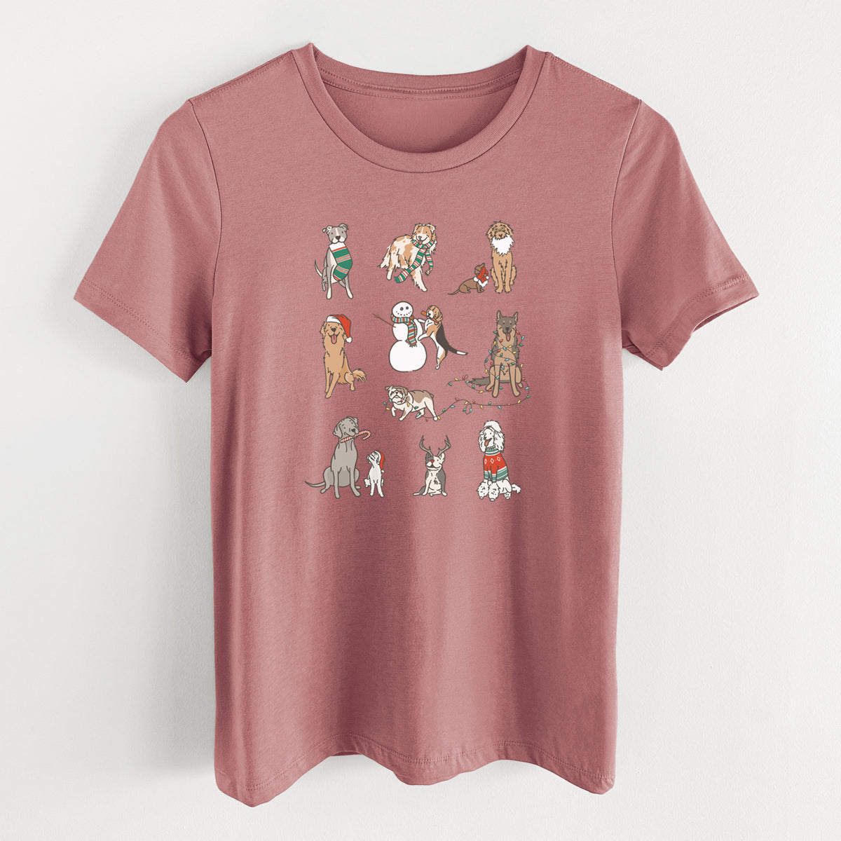 Christmas Pups - Women's Lightweight Relaxed Fit 100% Cotton Crewneck