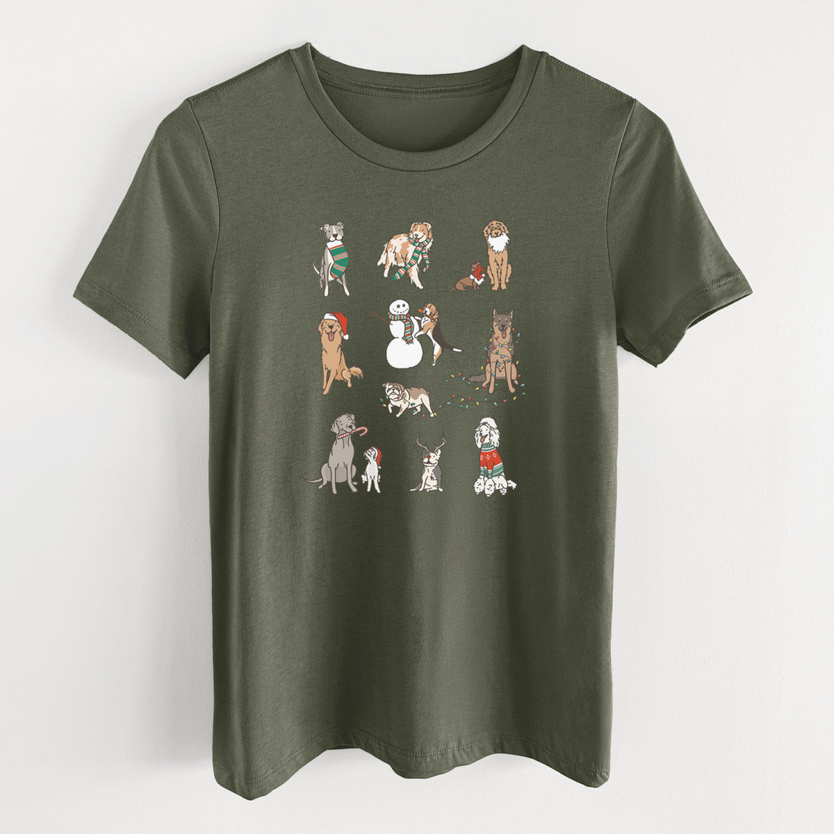 Christmas Pups - Women's Lightweight Relaxed Fit 100% Cotton Crewneck