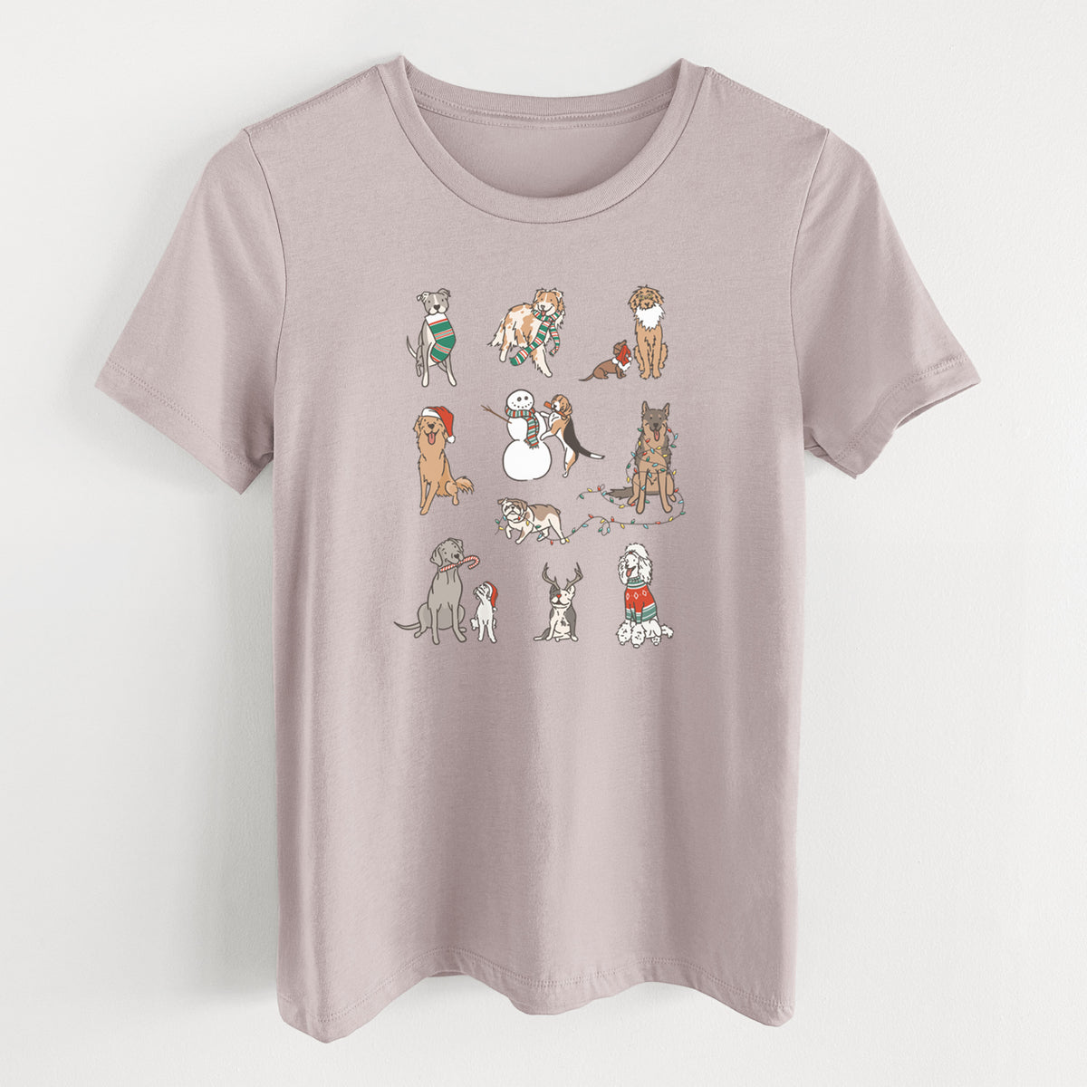 Christmas Pups - Women's Lightweight Relaxed Fit 100% Cotton Crewneck