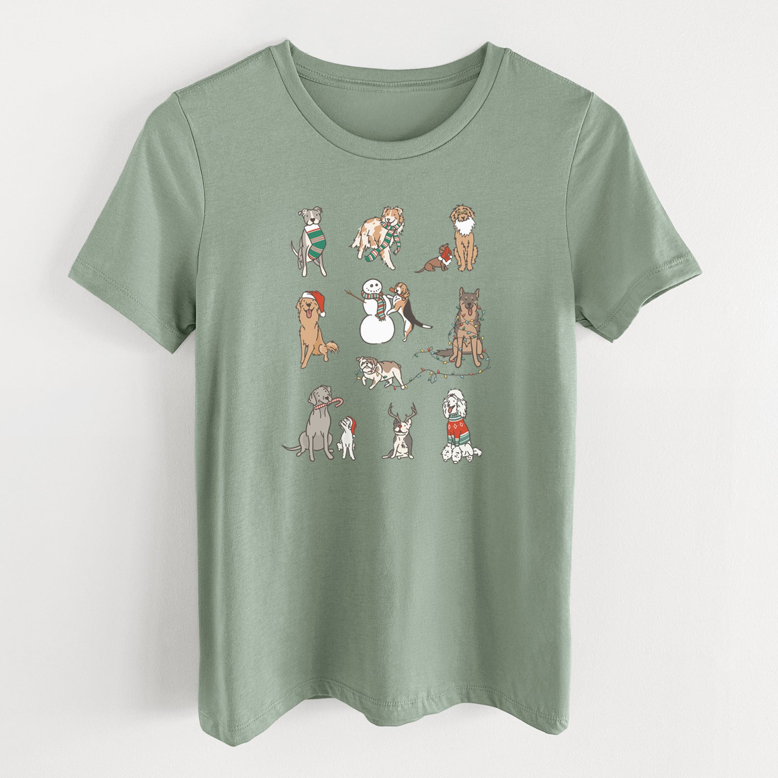 Christmas Pups - Women's Lightweight Relaxed Fit 100% Cotton Crewneck