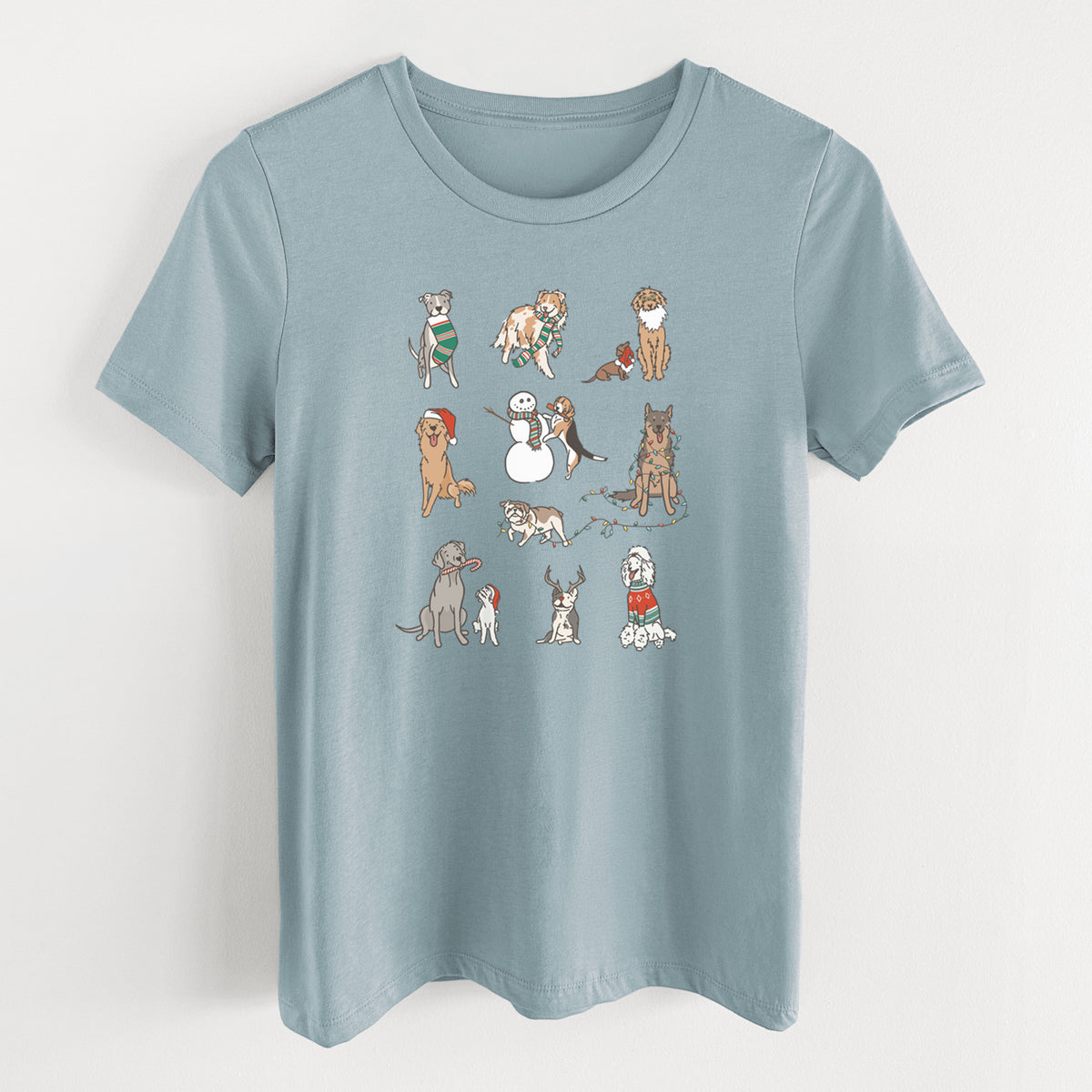 Christmas Pups - Women's Lightweight Relaxed Fit 100% Cotton Crewneck