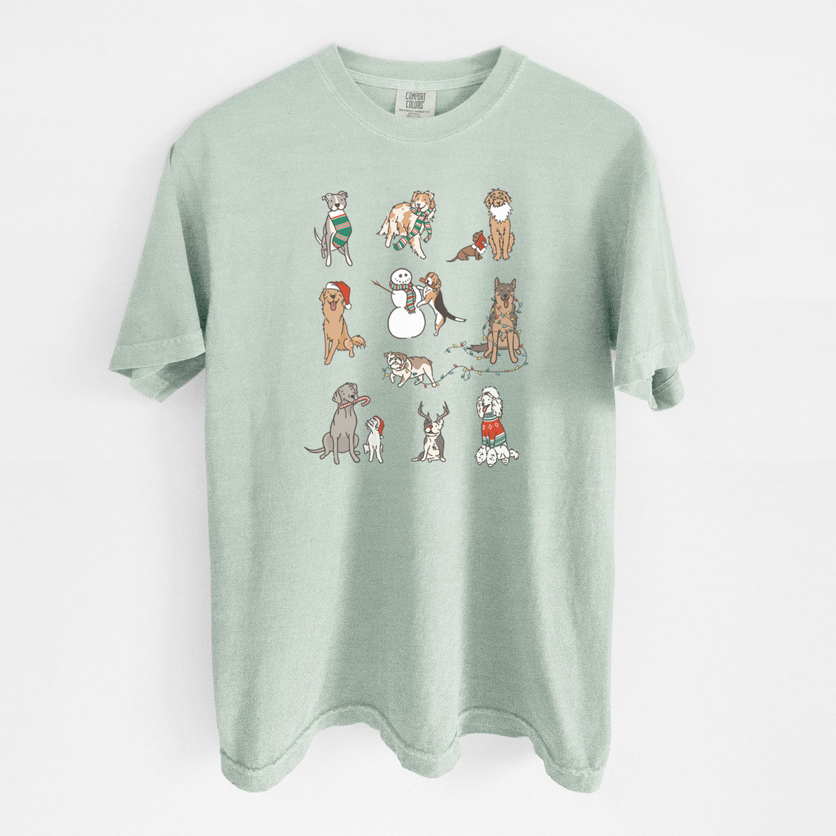 Christmas Pups - Unisex Comfort Colors Garment-Dyed Heavyweight T-shirt in Bay