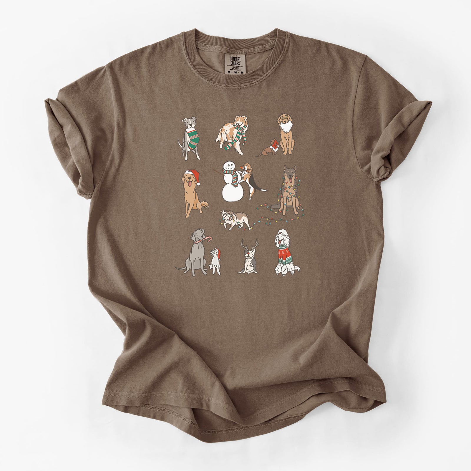 Christmas Pups - Unisex Comfort Colors Garment-Dyed Heavyweight T-shirt in Espresso