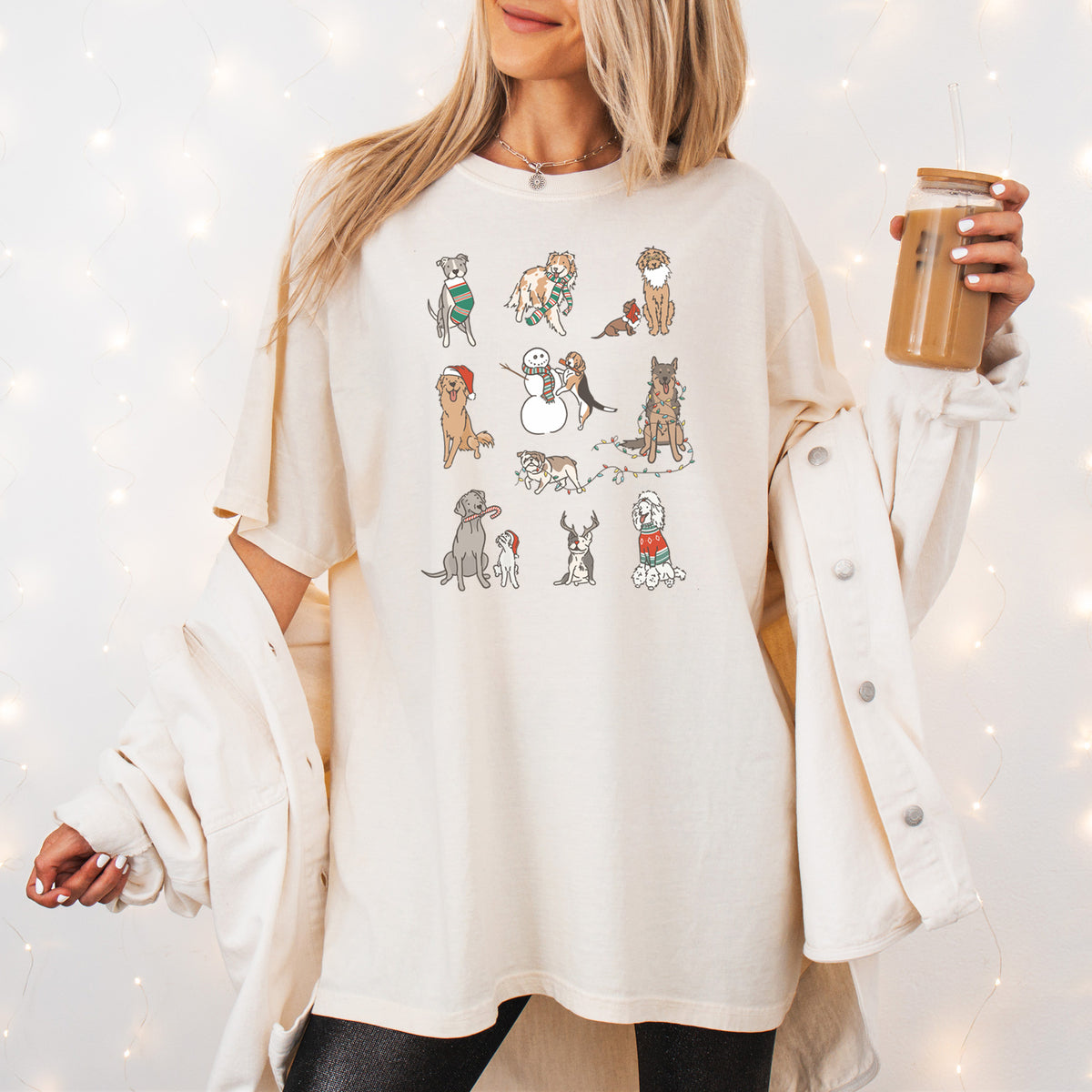 Christmas Pups - Unisex Comfort Colors Garment-Dyed Heavyweight T-shirt, worn by model