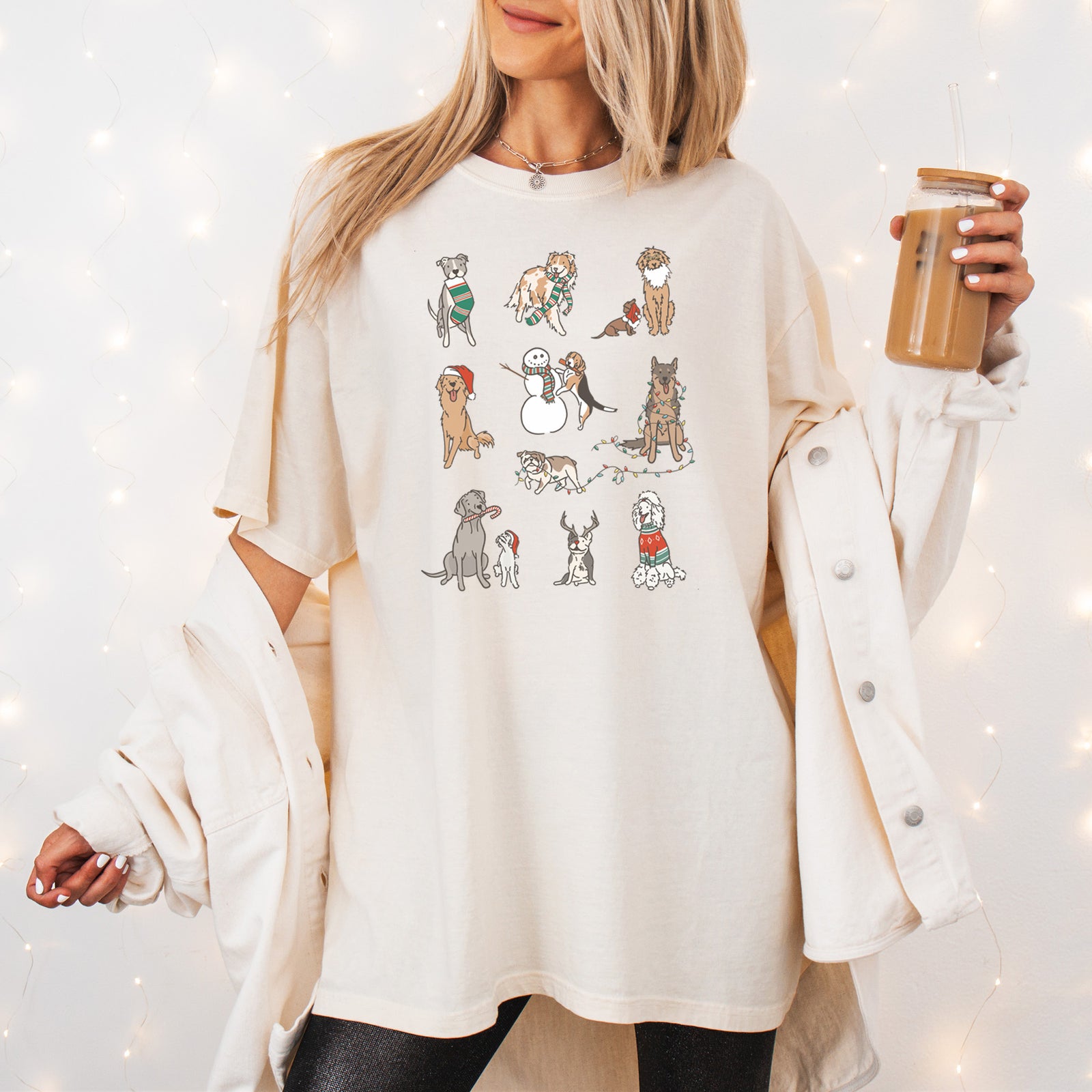 Christmas Pups - Unisex Comfort Colors Garment-Dyed Heavyweight T-shirt, worn by model