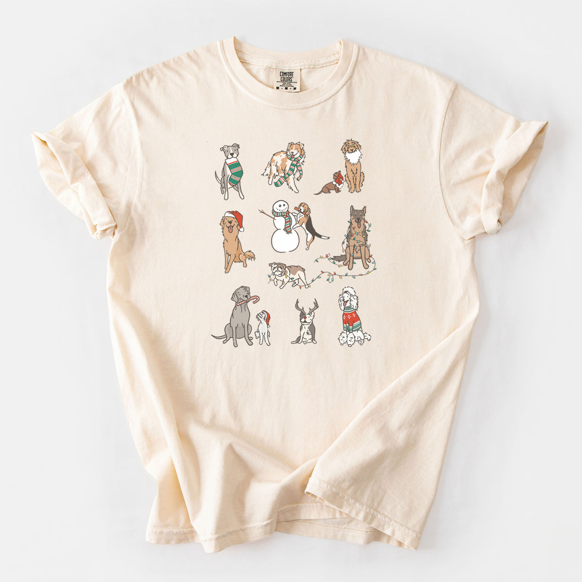 Christmas Pups - Unisex Comfort Colors Garment-Dyed Heavyweight T-shirt in Ivory