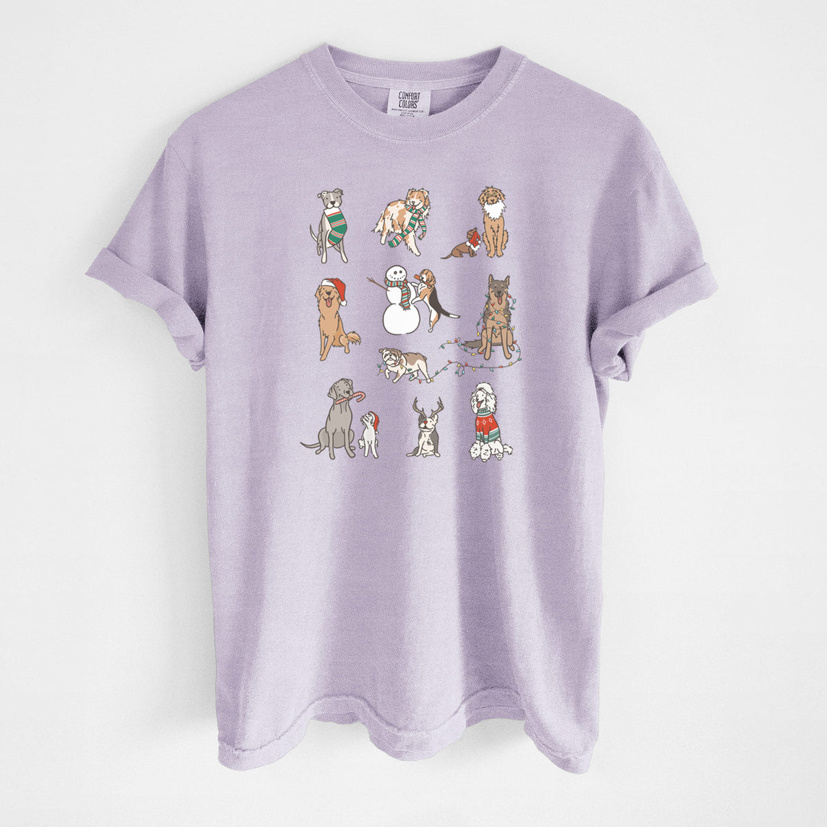 Christmas Pups - Unisex Comfort Colors Garment-Dyed Heavyweight T-shirt in Orchid