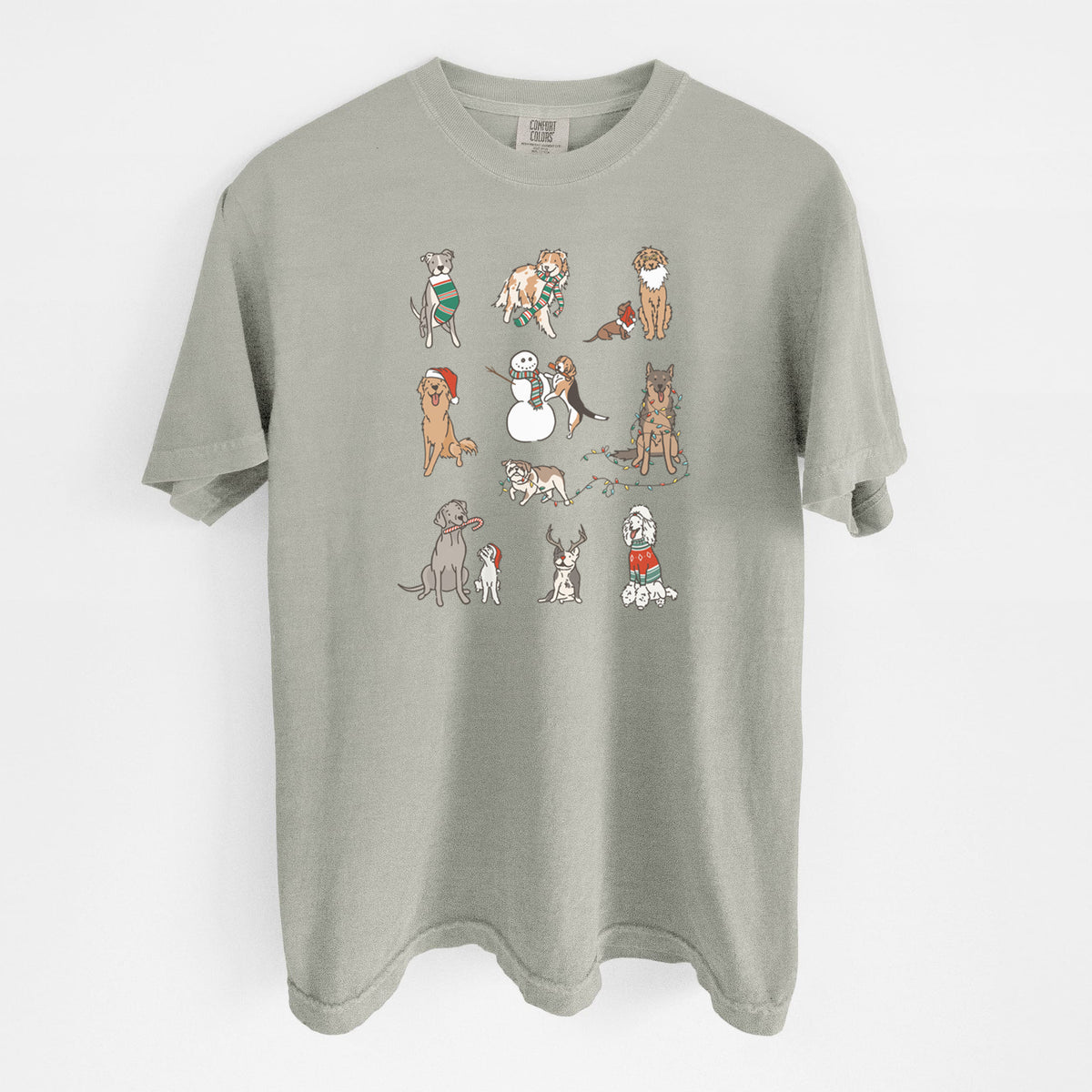 Christmas Pups - Unisex Comfort Colors Garment-Dyed Heavyweight T-shirt in Sandstone