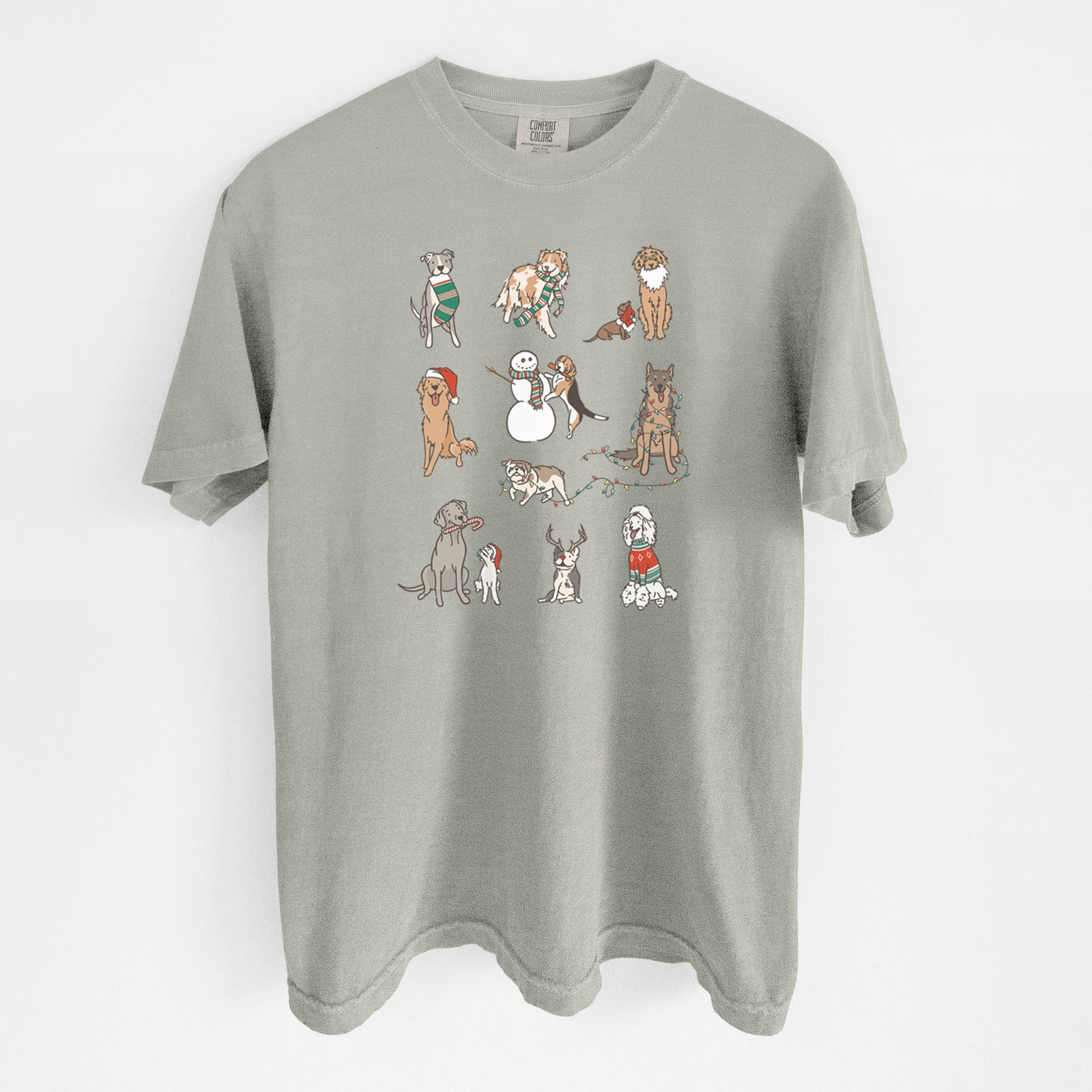 Christmas Pups - Unisex Comfort Colors Garment-Dyed Heavyweight T-shirt in Sandstone