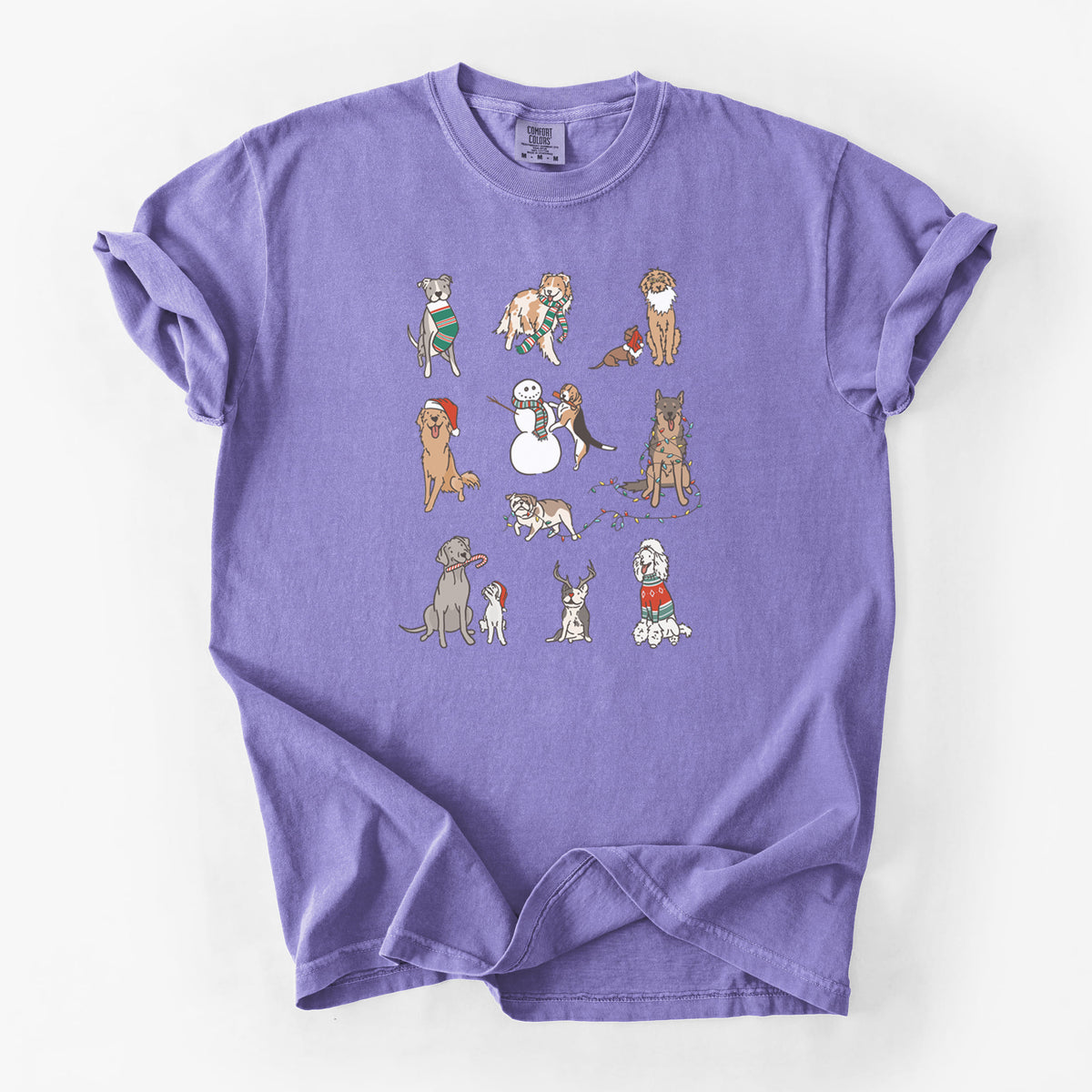 Christmas Pups - Unisex Comfort Colors Garment-Dyed Heavyweight T-shirt in Violet