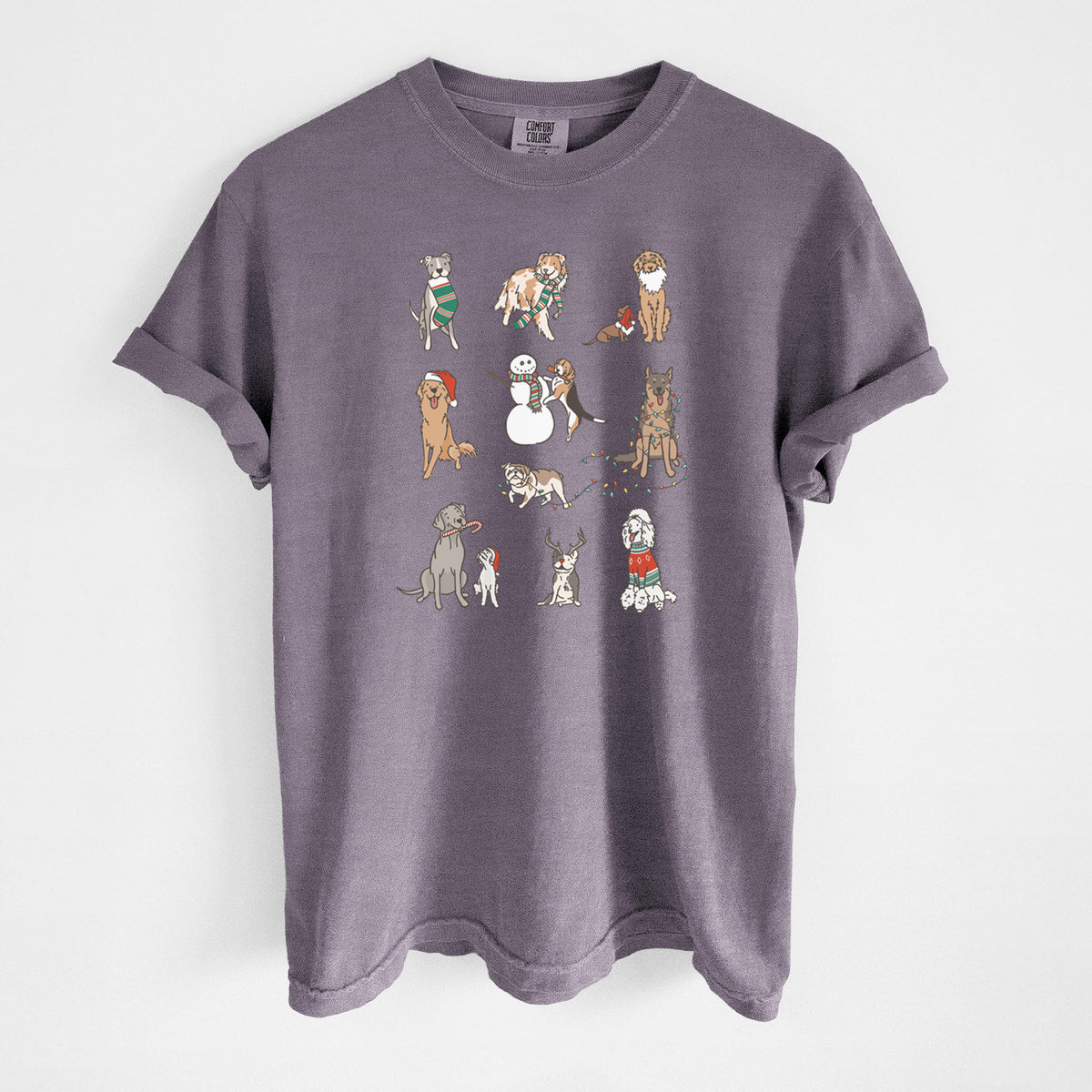 Christmas Pups - Unisex Comfort Colors Garment-Dyed Heavyweight T-shirt in Wine