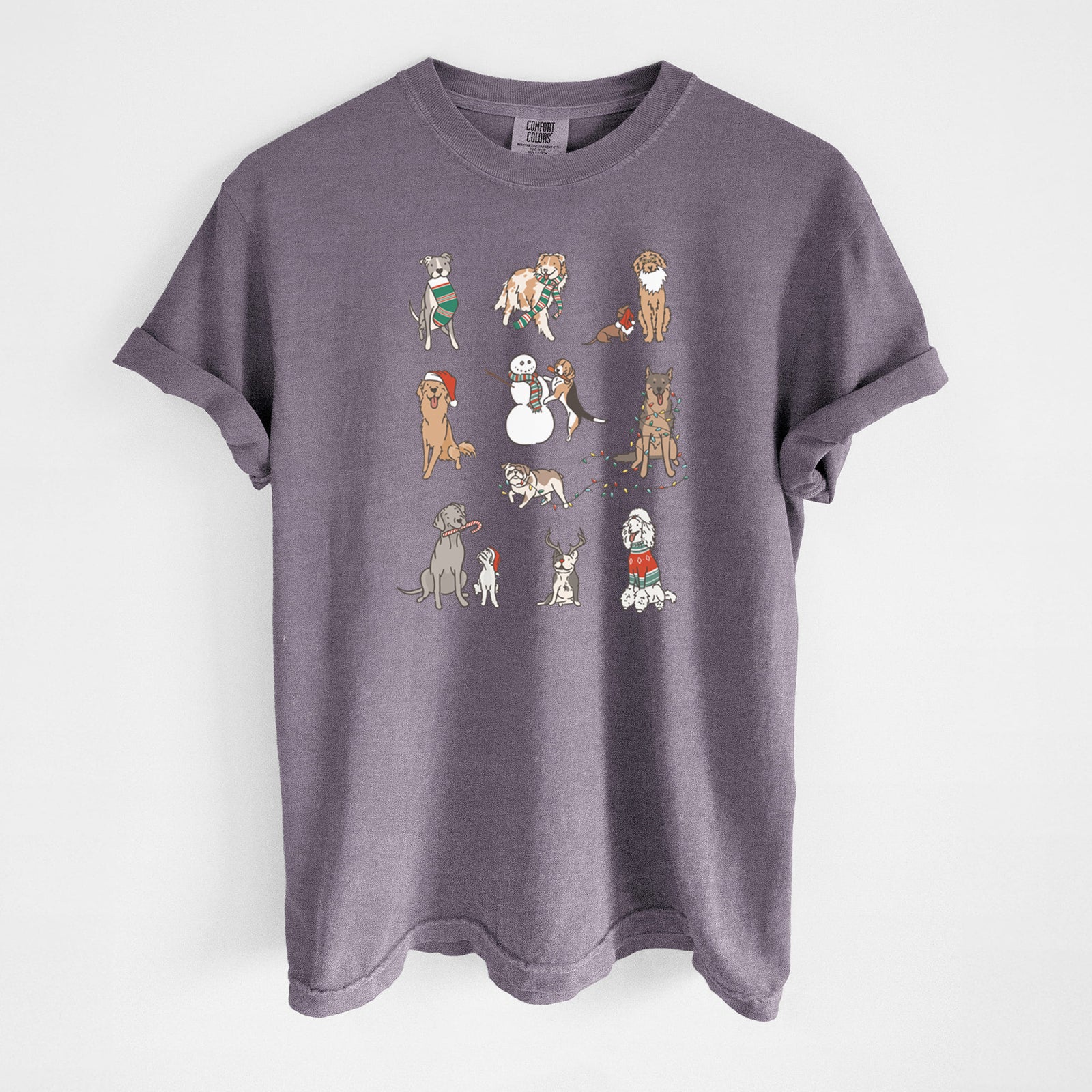 Christmas Pups - Unisex Comfort Colors Garment-Dyed Heavyweight T-shirt in Wine