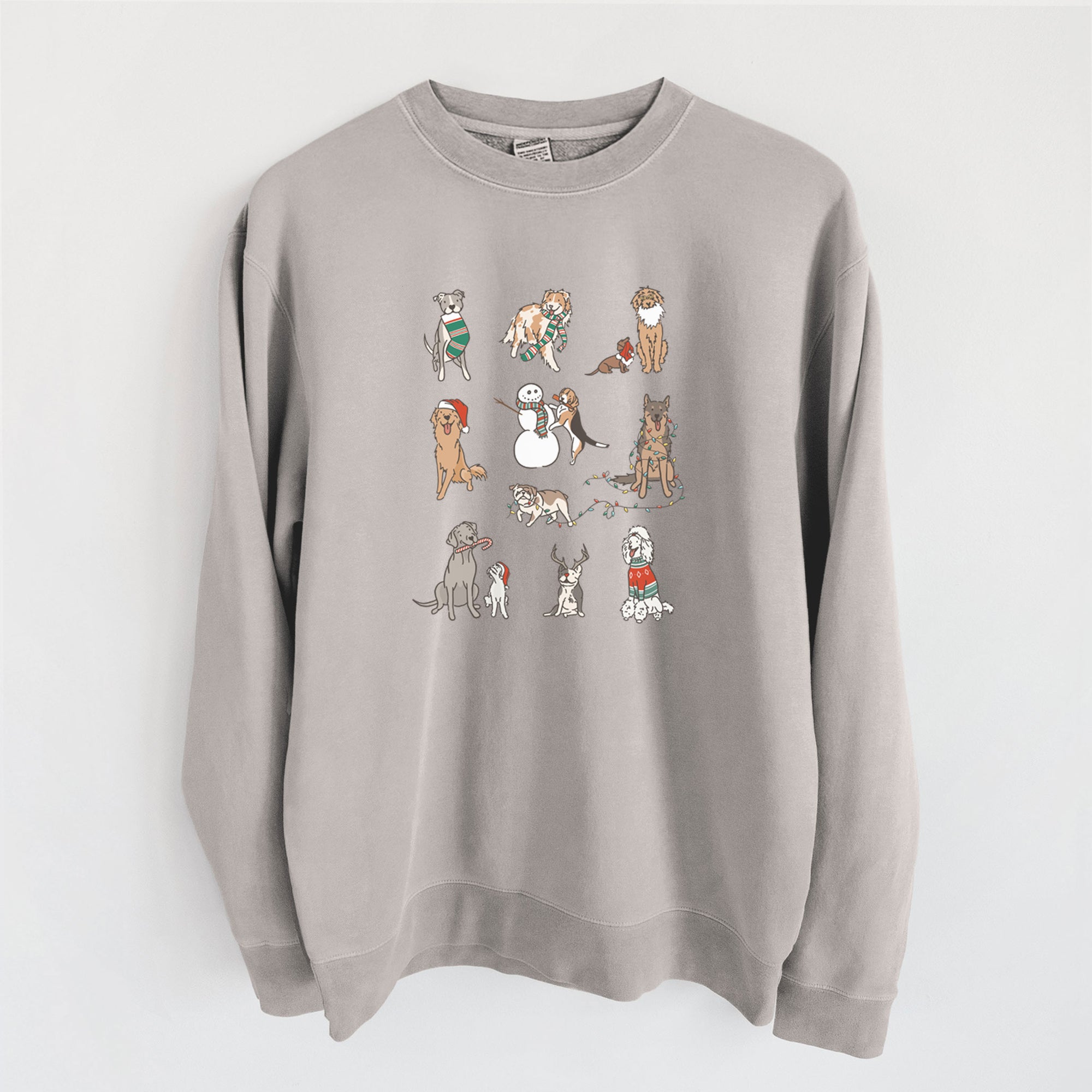 Christmas Pups - Unisex Pigment Dyed Crew Sweatshirt