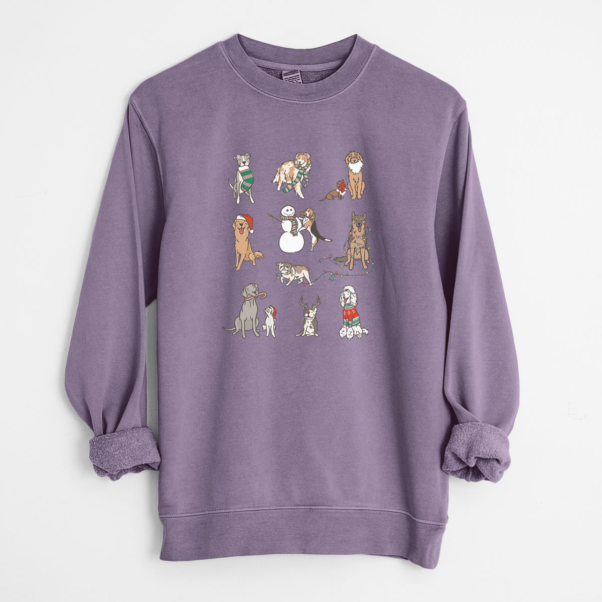 Christmas Pups - Unisex Pigment Dyed Crew Sweatshirt