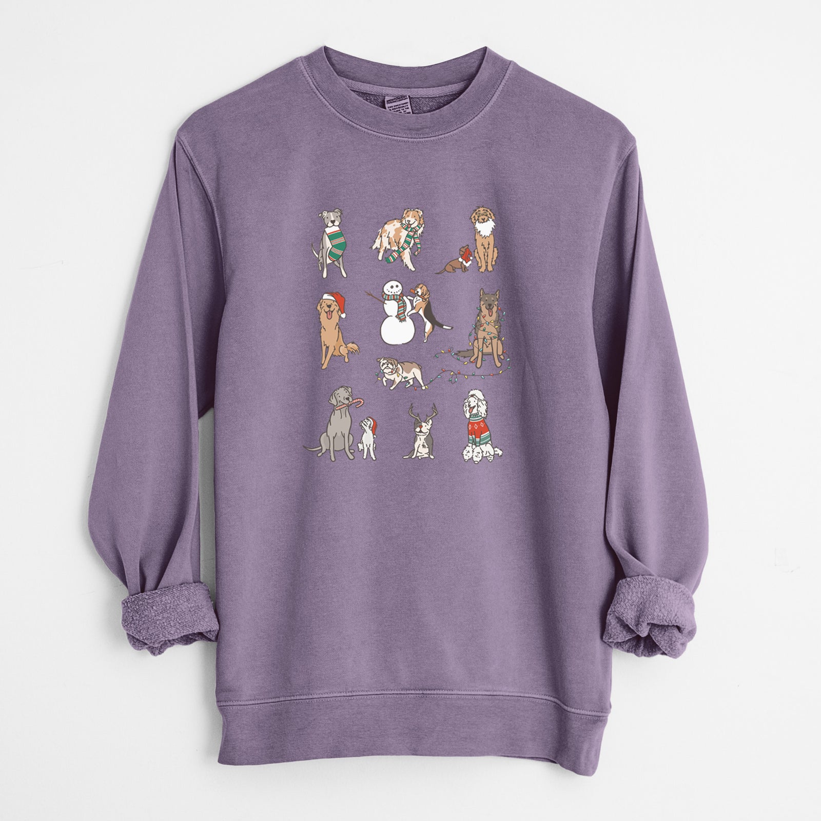 Christmas Pups - Unisex Pigment Dyed Crew Sweatshirt