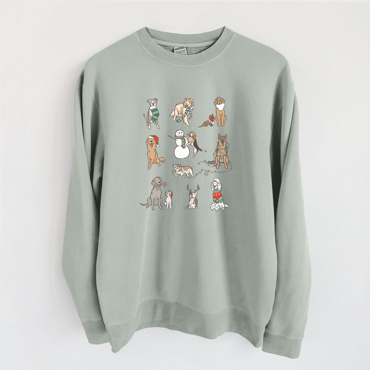 Christmas Pups - Unisex Pigment Dyed Crew Sweatshirt