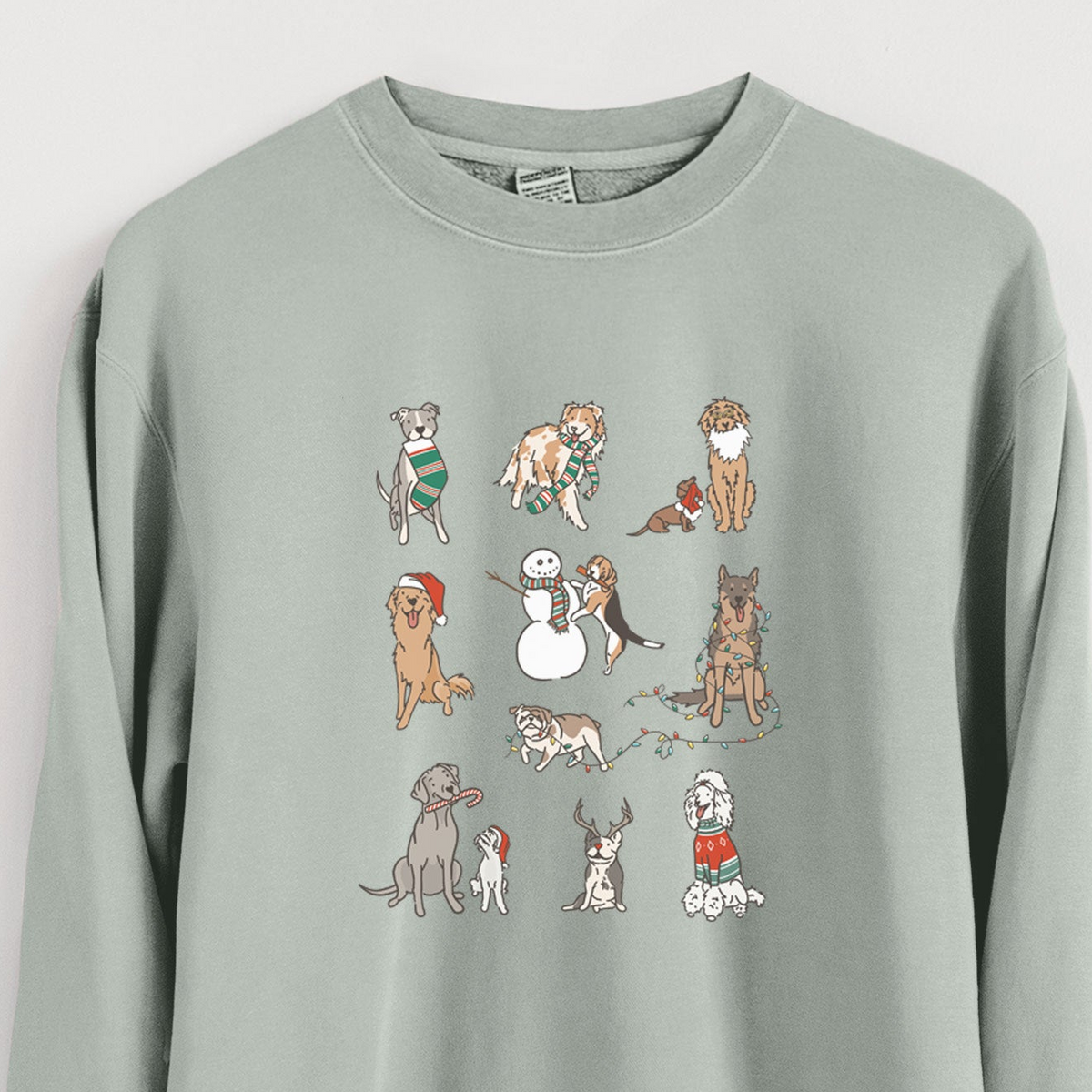 Christmas Pups - Unisex Pigment Dyed Crew Sweatshirt
