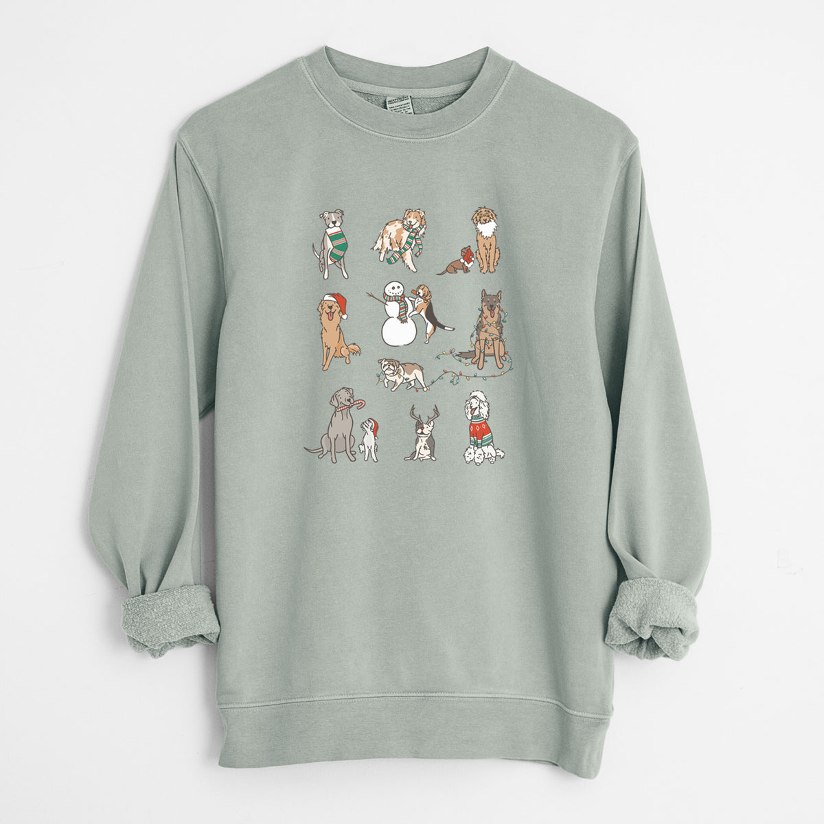 Christmas Pups - Unisex Pigment Dyed Crew Sweatshirt