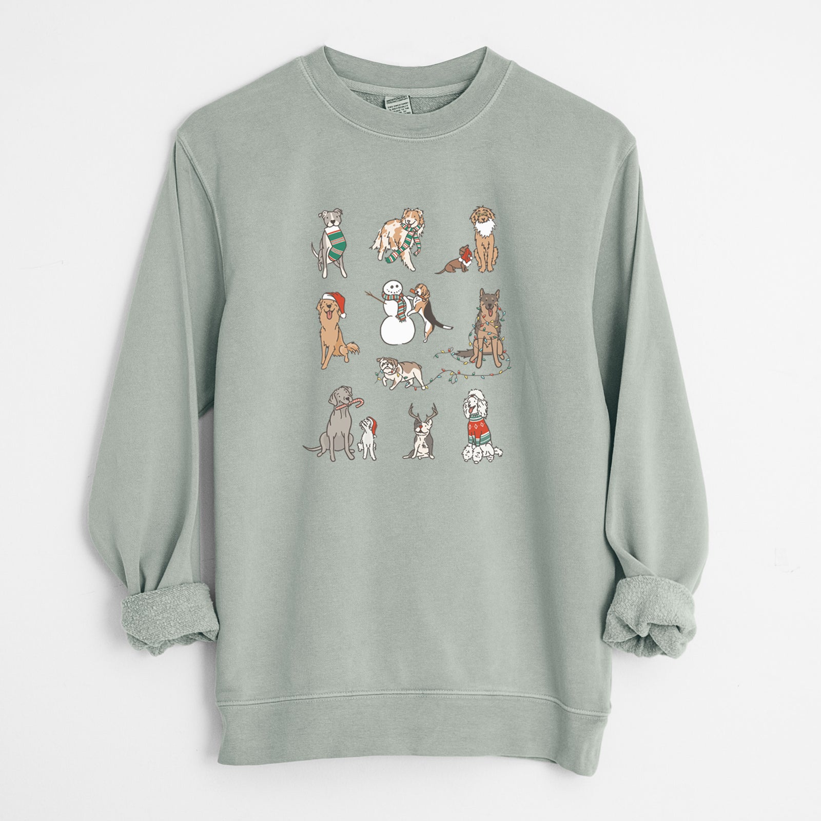 Christmas Pups - Unisex Pigment Dyed Crew Sweatshirt
