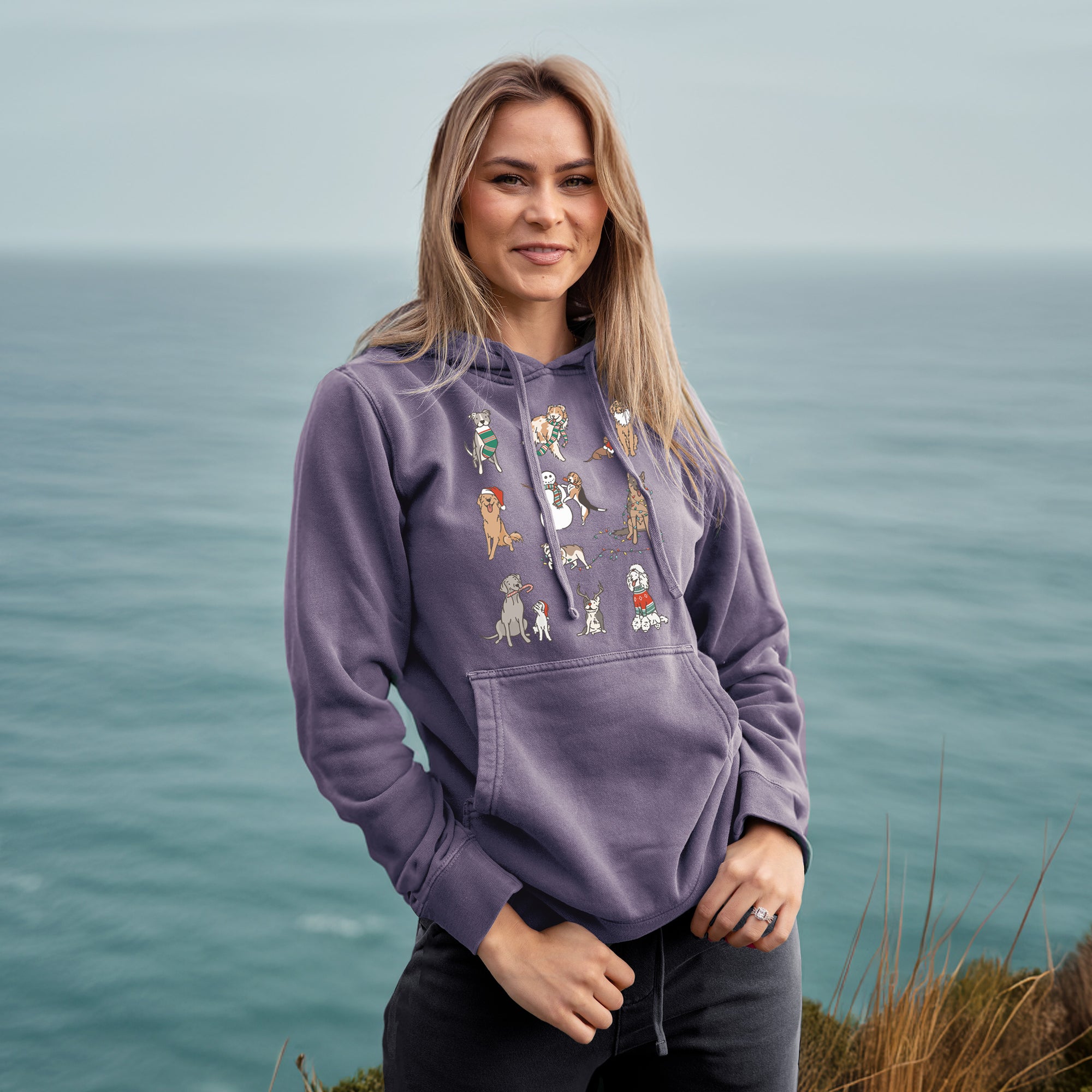 Christmas Pups - Unisex Pigment Dyed Hoodie