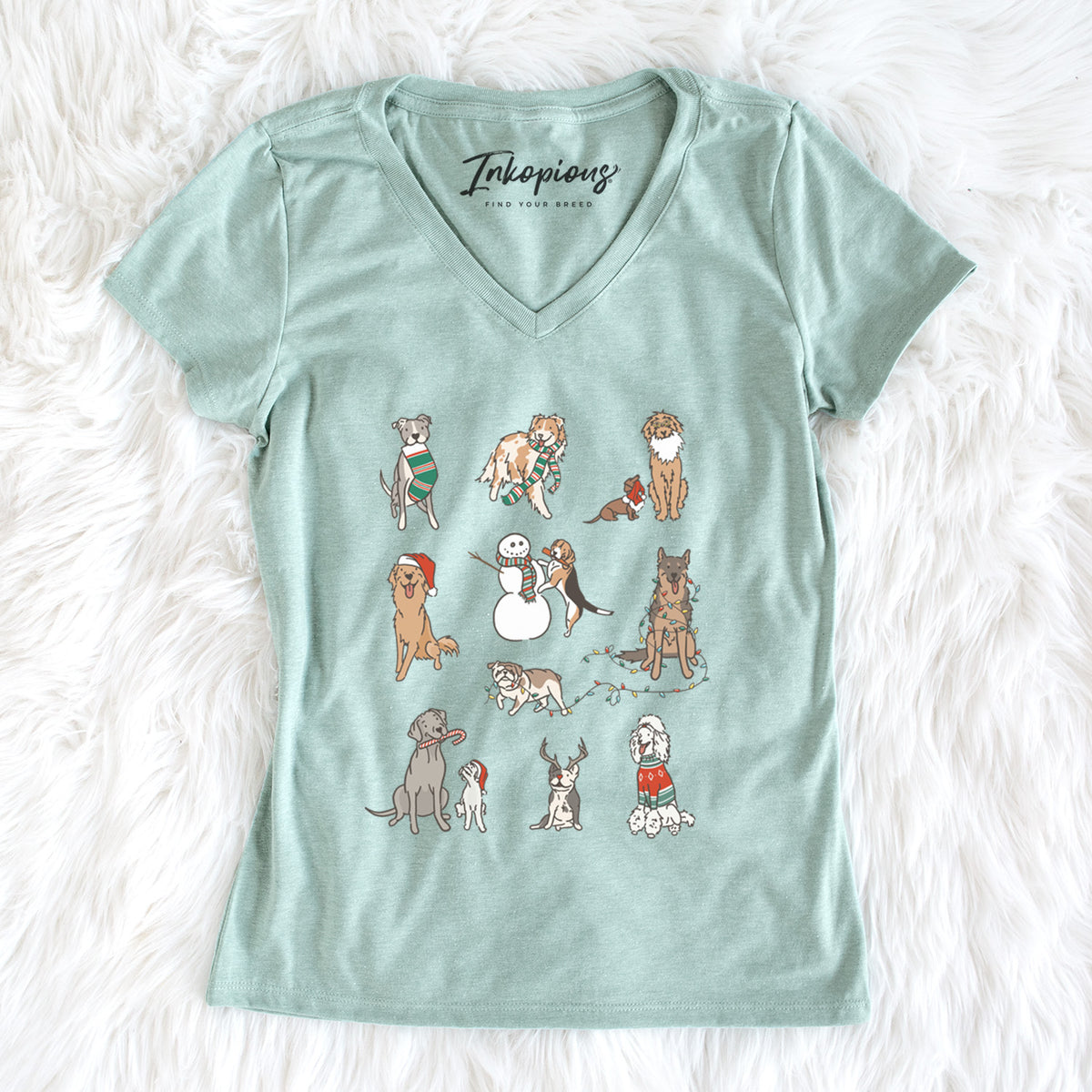 Christmas Pups - Women's Perfect V-neck Shirt