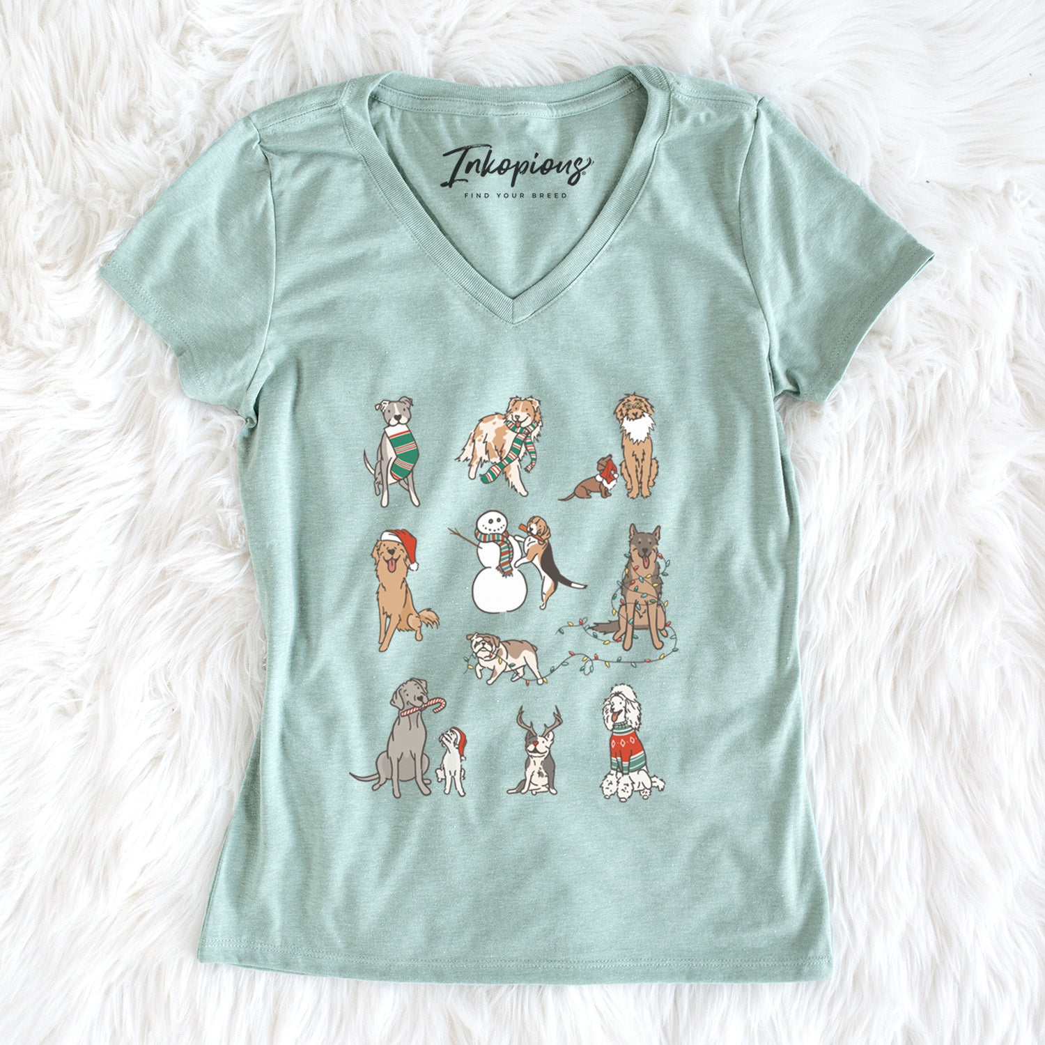 Christmas Pups - Women's Perfect V-neck Shirt