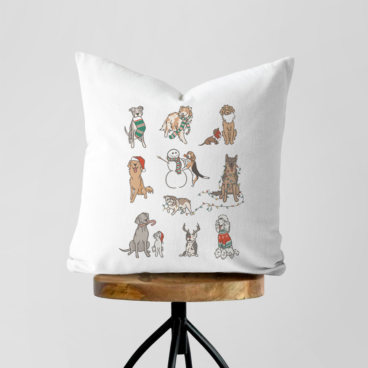 Christmas Pups - Throw Pillow Cover