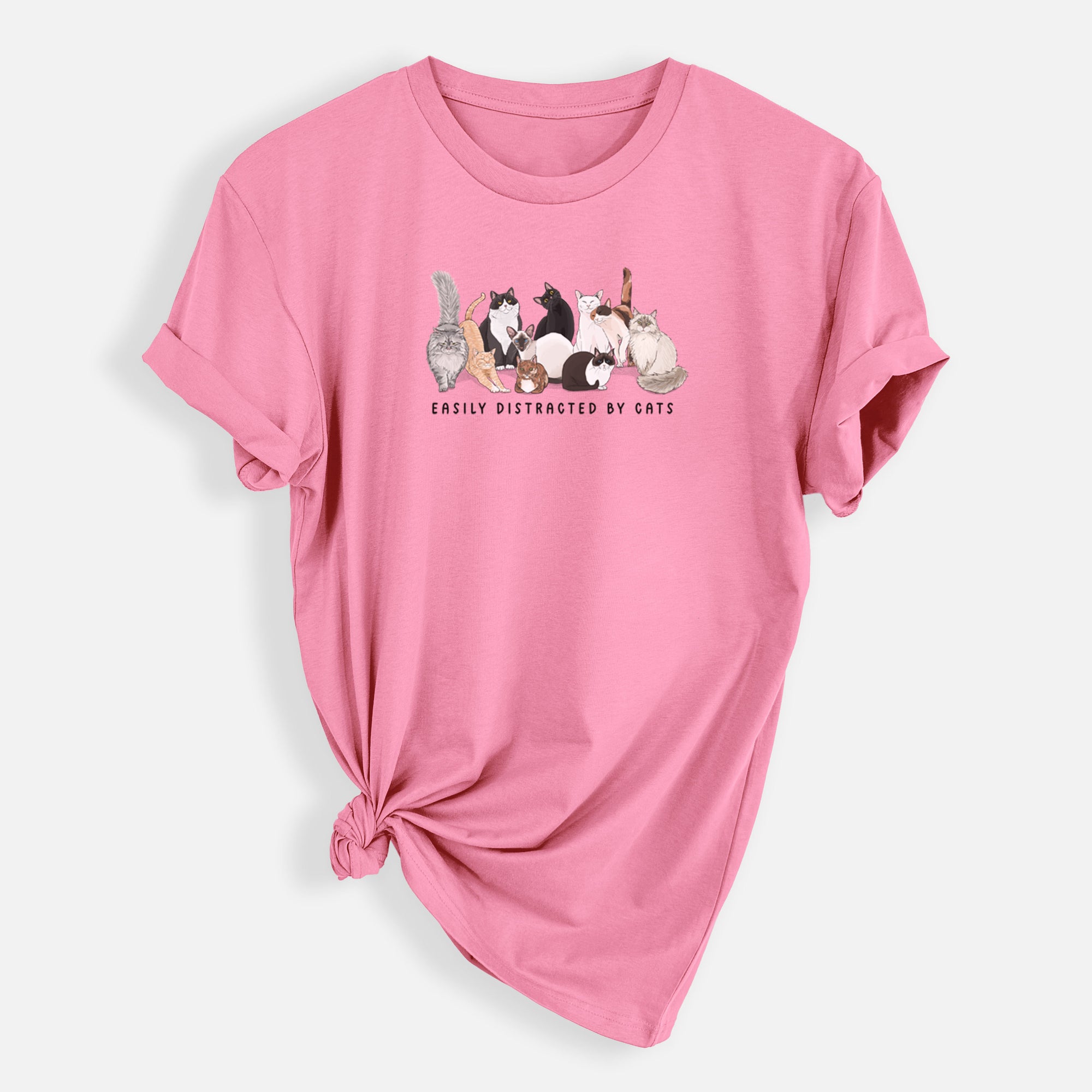 Vibrant Easily Distracted by Cats - Mens Everyday Staple Tee