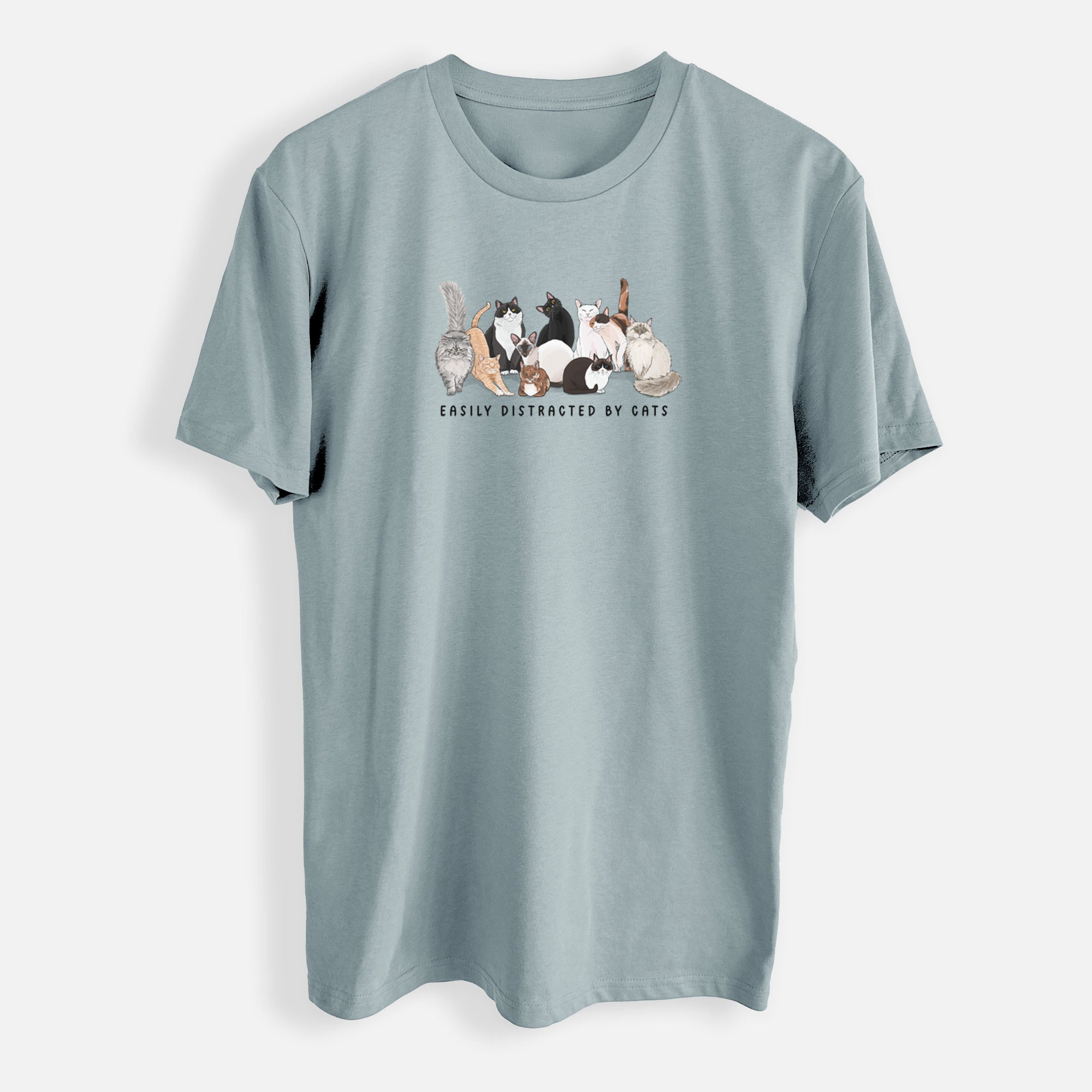 Vibrant Easily Distracted by Cats - Mens Everyday Staple Tee