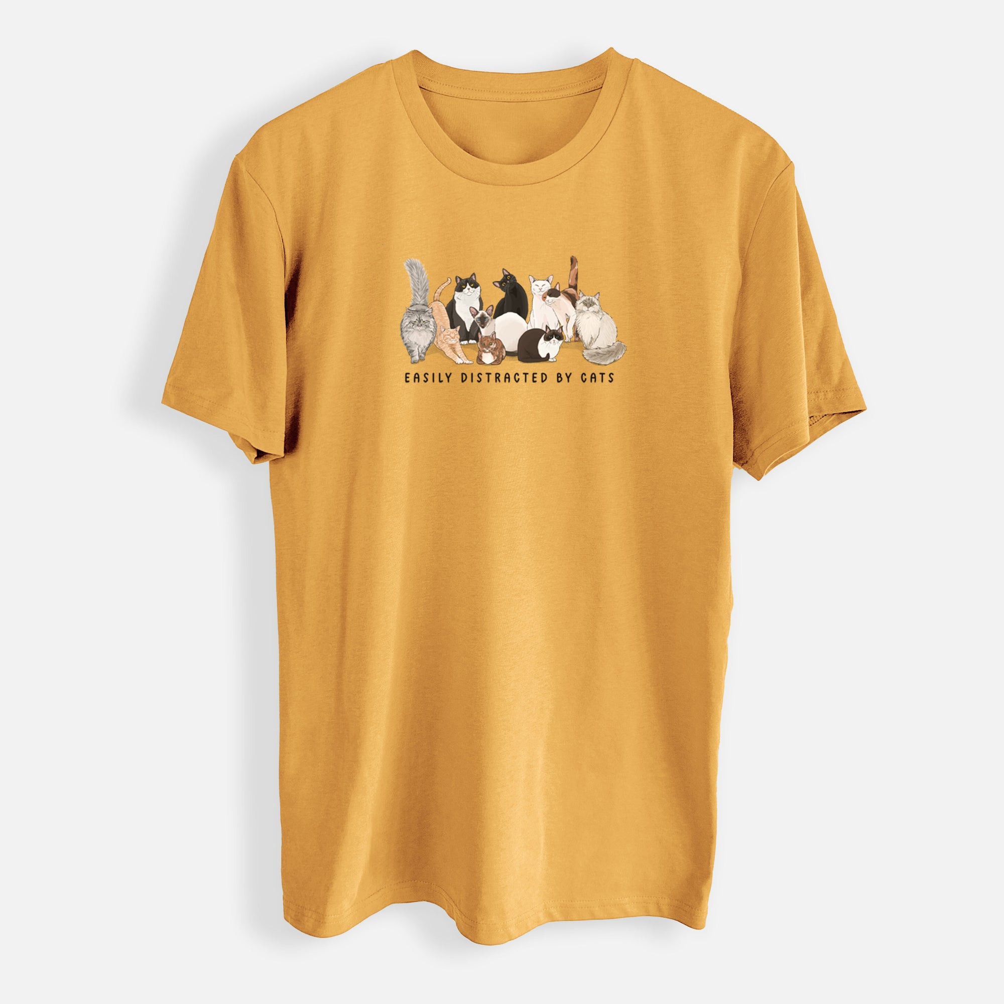 Vibrant Easily Distracted by Cats - Mens Everyday Staple Tee