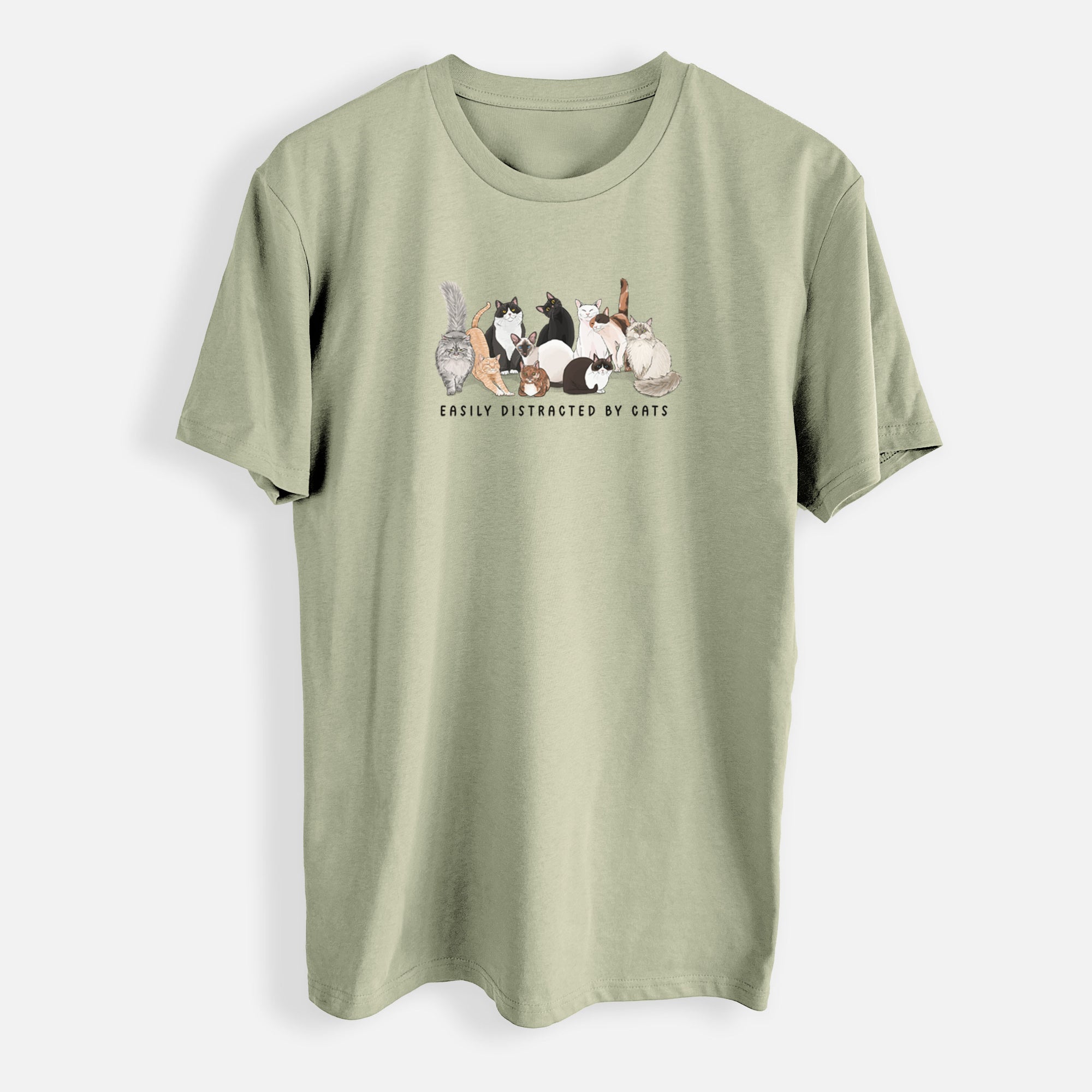 Vibrant Easily Distracted by Cats - Mens Everyday Staple Tee