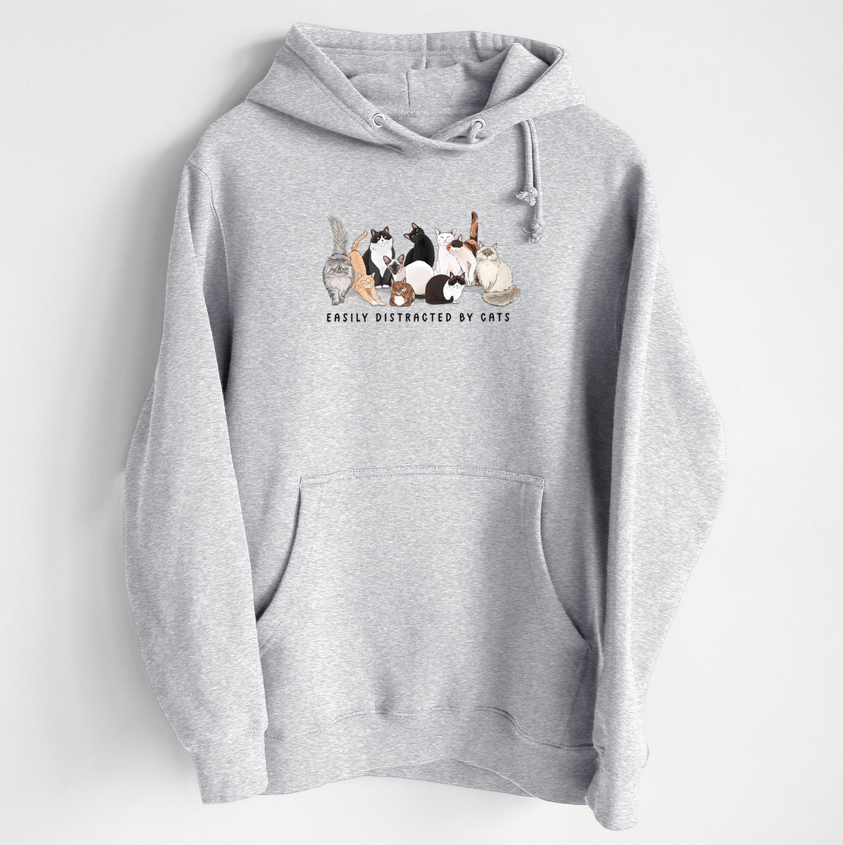 Vibrant Easily Distracted by Cats - Heavyweight Fleece Hoodie
