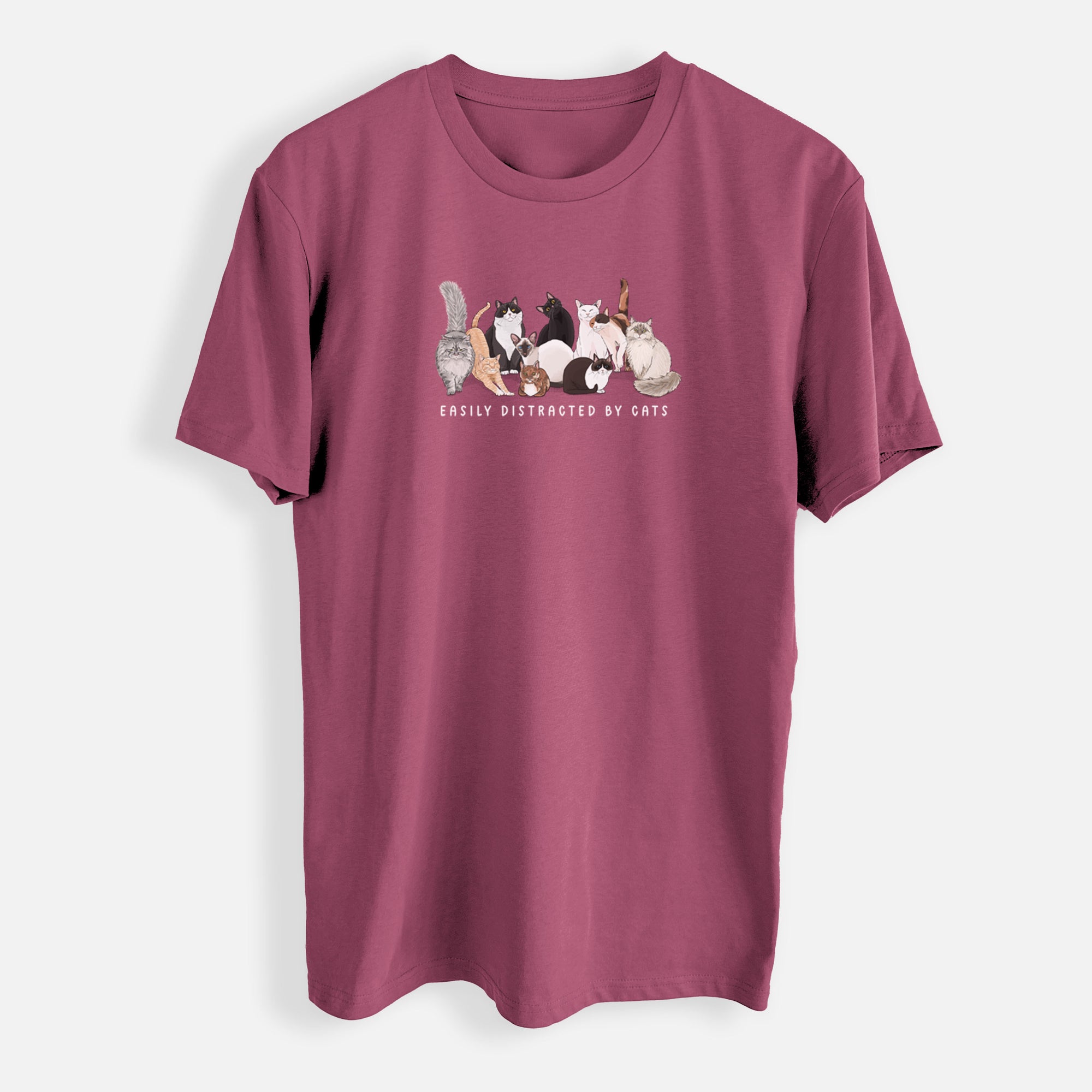 Vibrant Easily Distracted by Cats - Mens Everyday Staple Tee