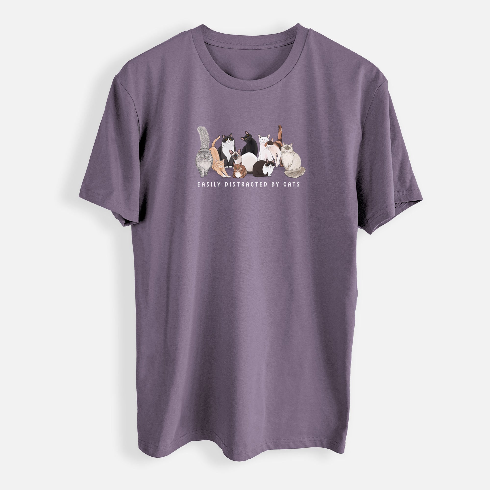 Vibrant Easily Distracted by Cats - Mens Everyday Staple Tee