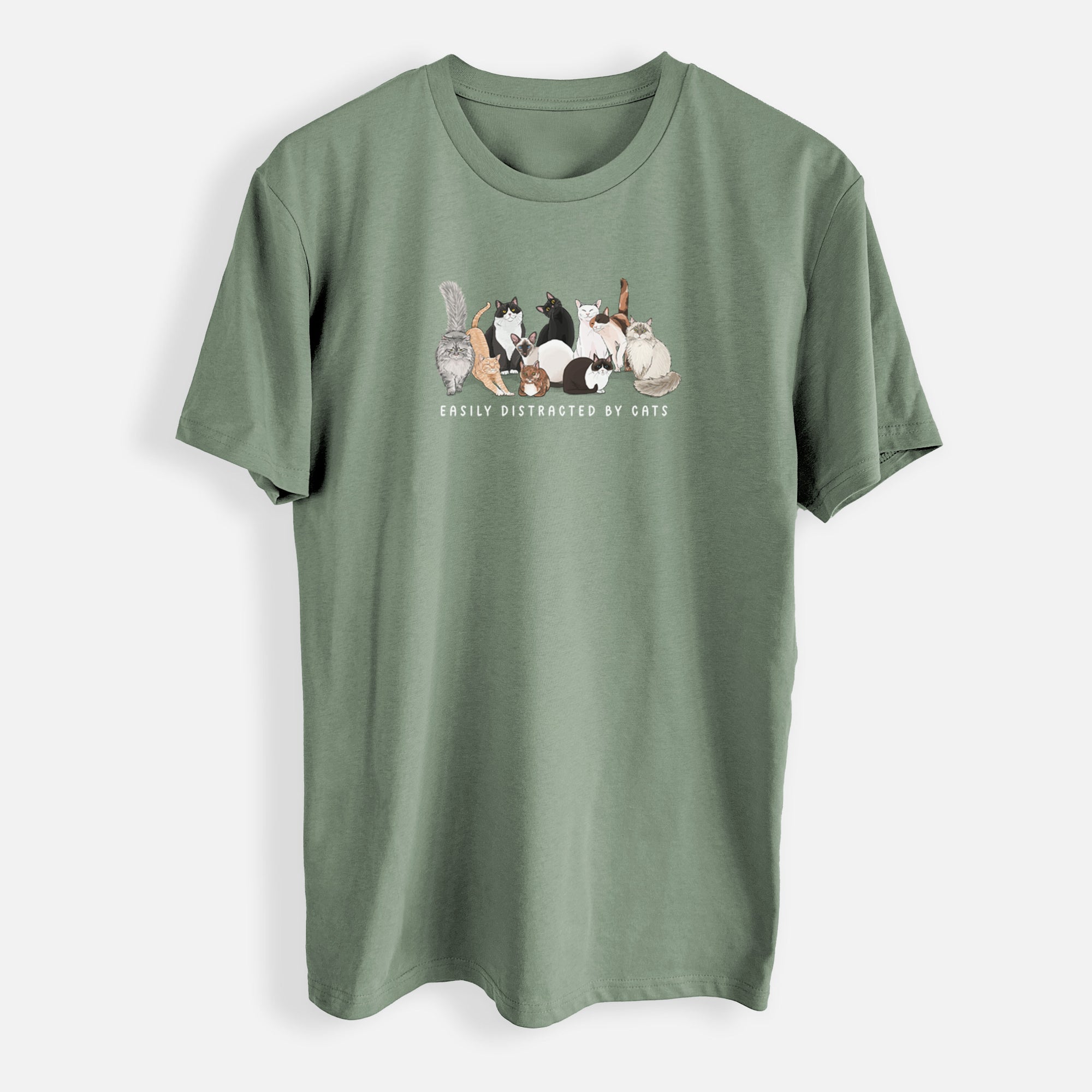 Vibrant Easily Distracted by Cats - Mens Everyday Staple Tee