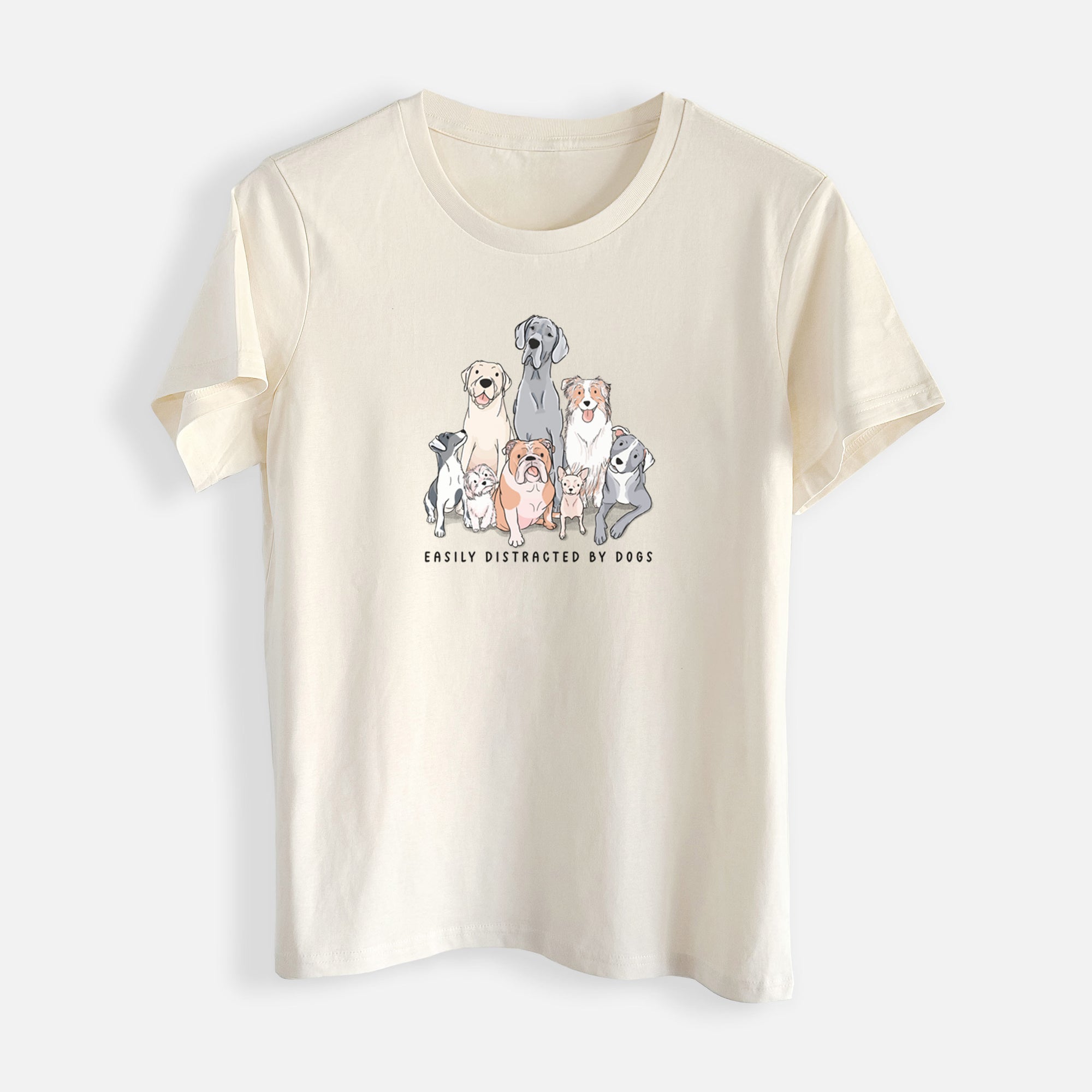 Vibrant Easily Distracted by Dogs - Womens Everyday Maple Tee