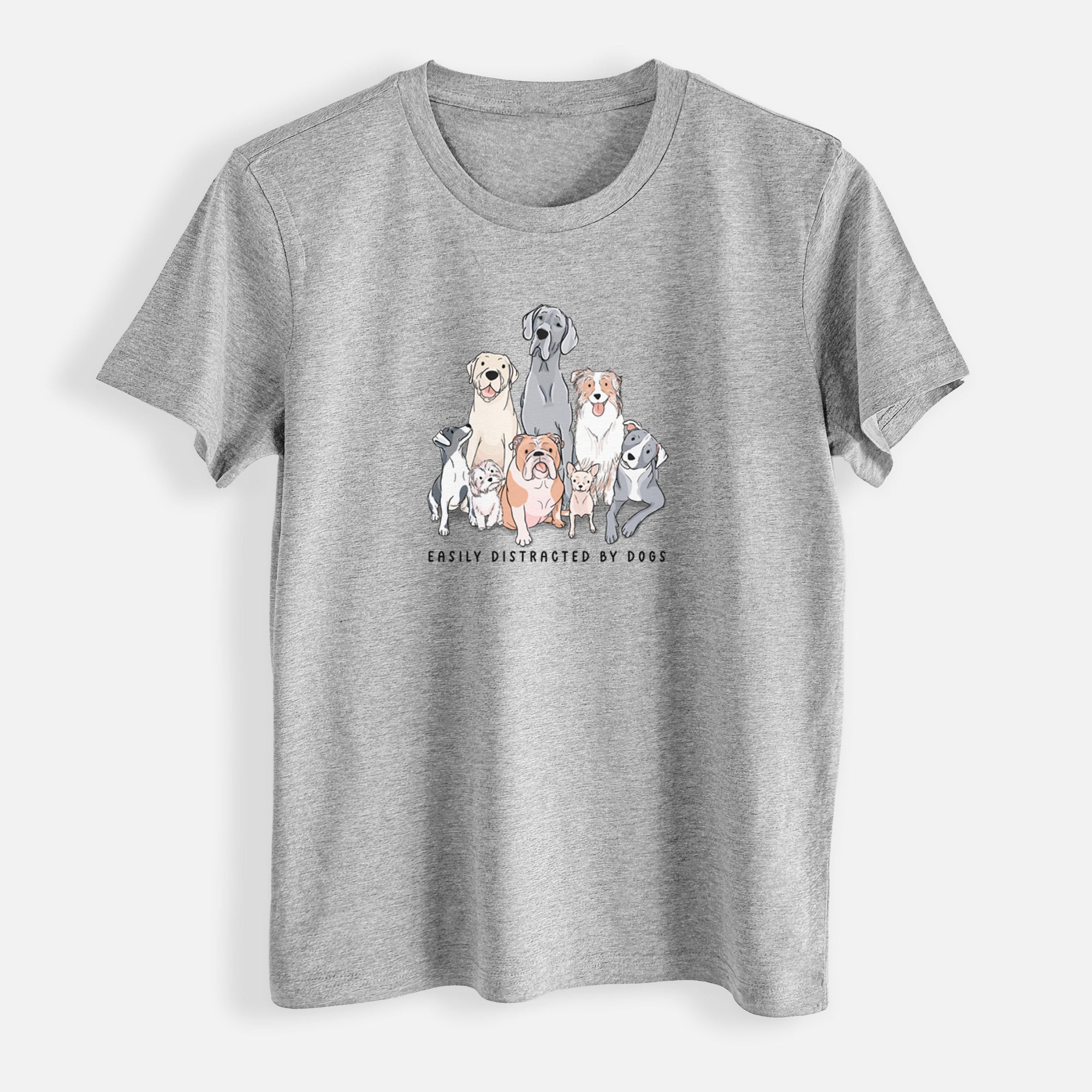 Vibrant Easily Distracted by Dogs - Womens Everyday Maple Tee