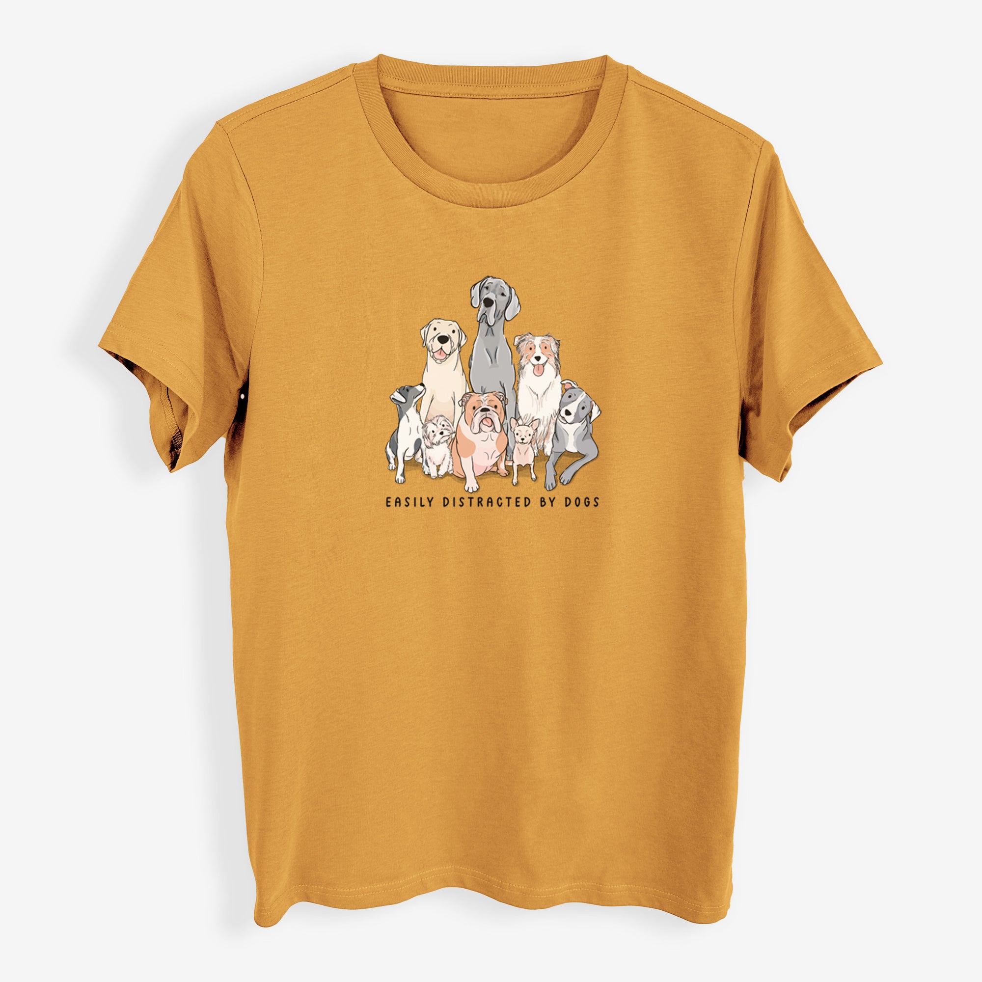 Vibrant Easily Distracted by Dogs - Womens Everyday Maple Tee