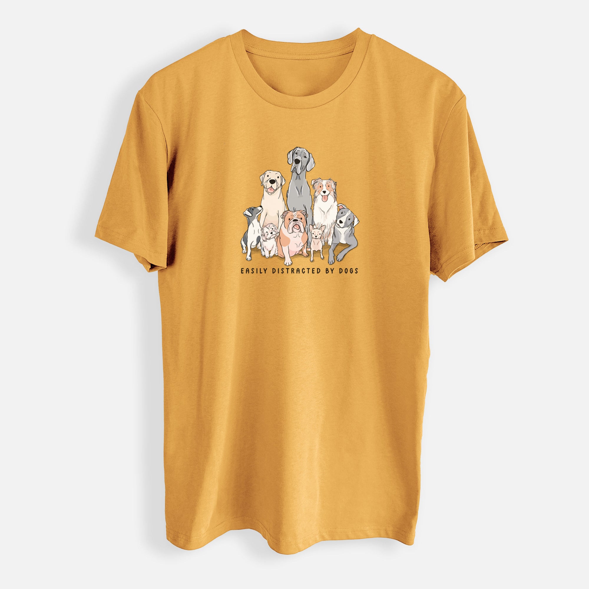 Vibrant Easily Distracted by Dogs - Mens Everyday Staple Tee