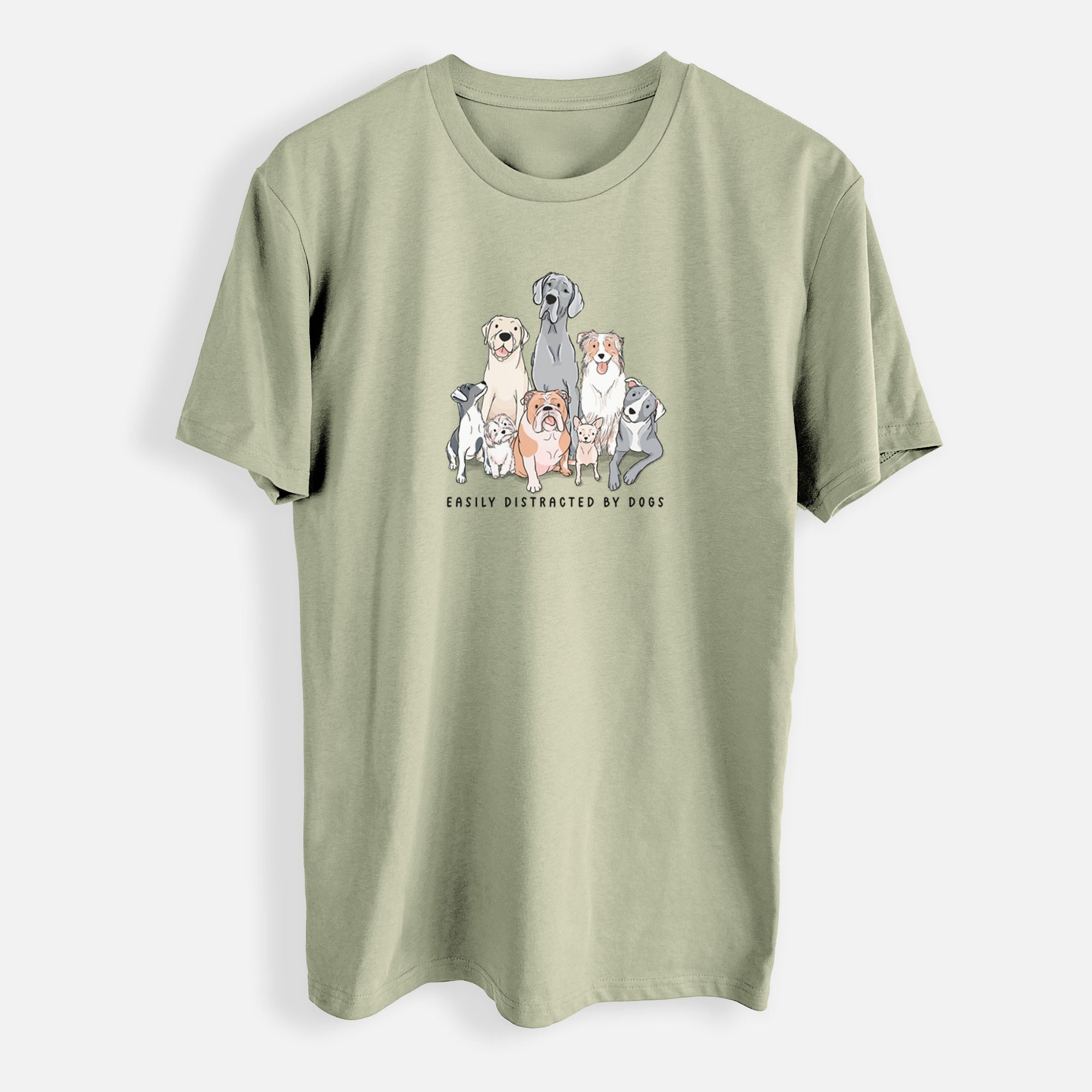 Vibrant Easily Distracted by Dogs - Mens Everyday Staple Tee