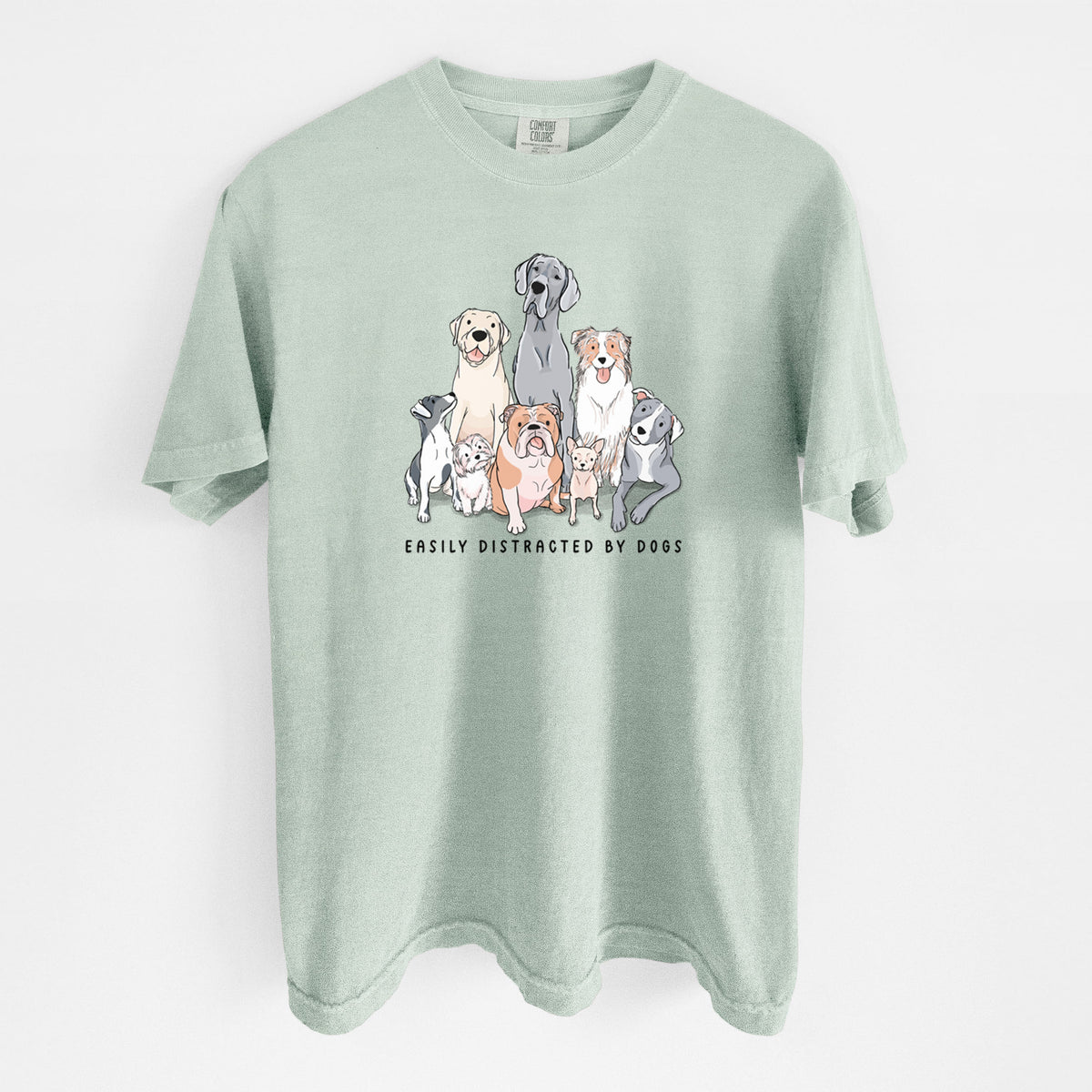 Vibrant Easily Distracted by Dogs - Unisex Comfort Colors Garment-Dyed Heavyweight T-shirt in Bay