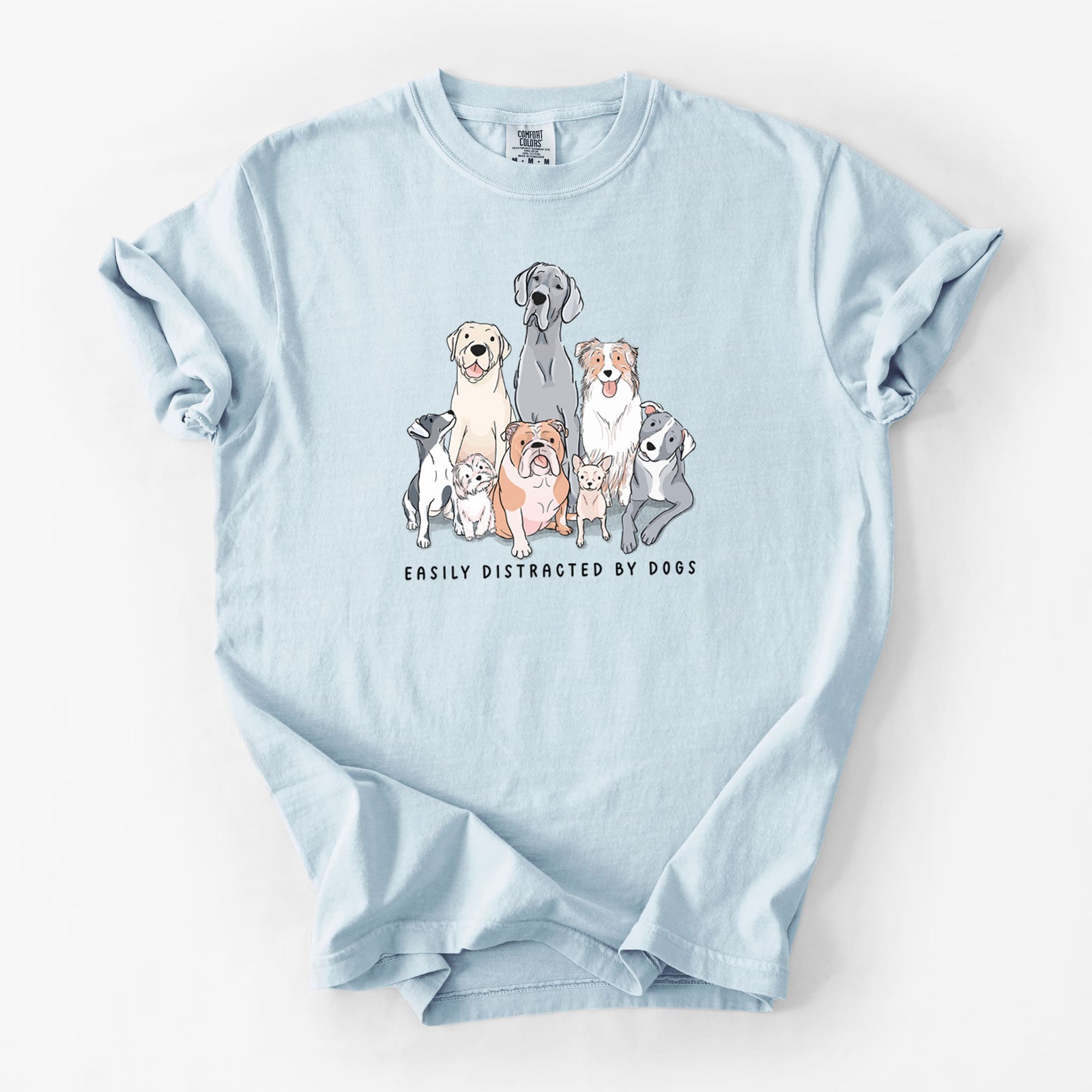 Vibrant Easily Distracted by Dogs - Unisex Comfort Colors Garment-Dyed Heavyweight T-shirt in Chambray
