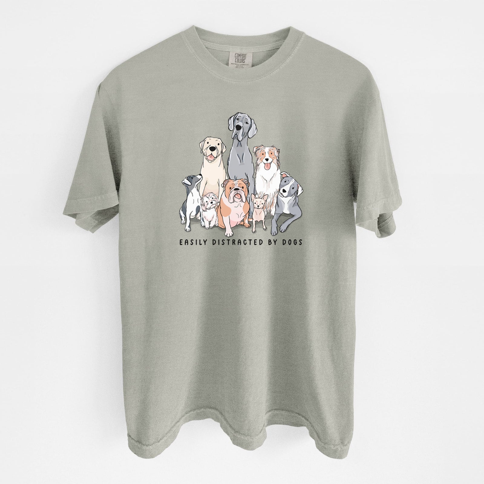 Vibrant Easily Distracted by Dogs - Unisex Comfort Colors Garment-Dyed Heavyweight T-shirt in Sandstone