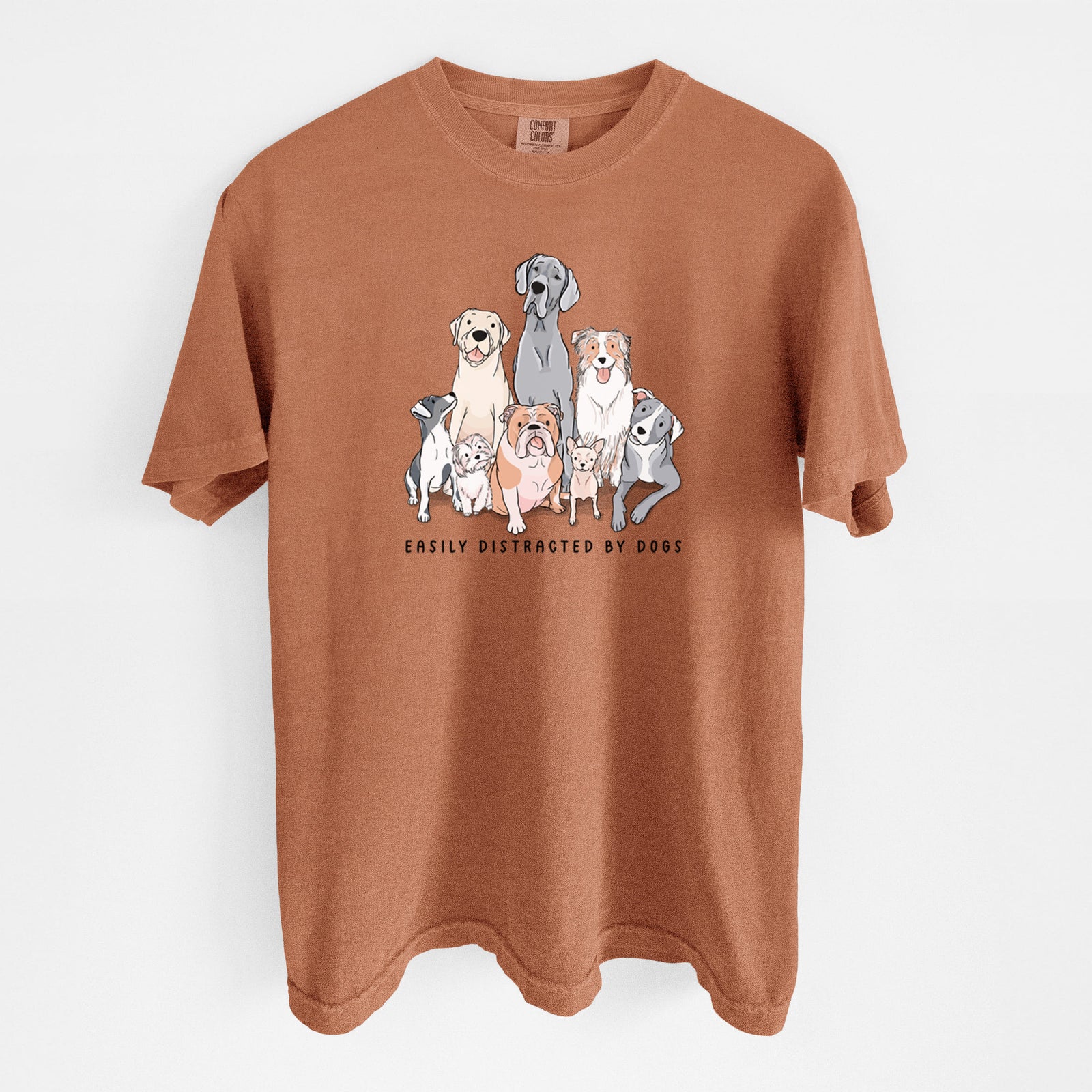 Vibrant Easily Distracted by Dogs - Unisex Comfort Colors Garment-Dyed Heavyweight T-shirt in Yam