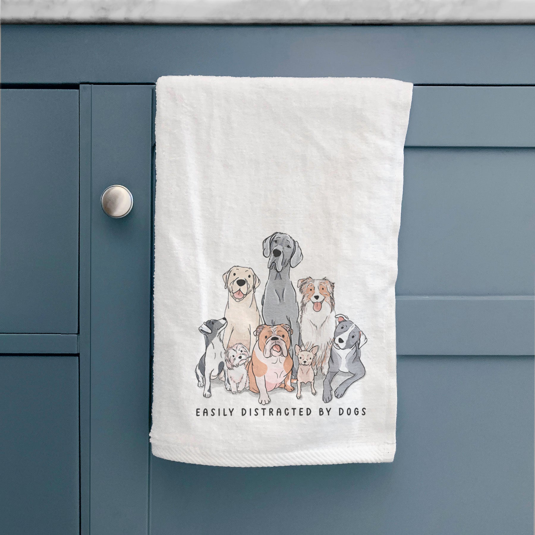 Vibrant Easily Distracted by Dogs Decorative Hand Towel