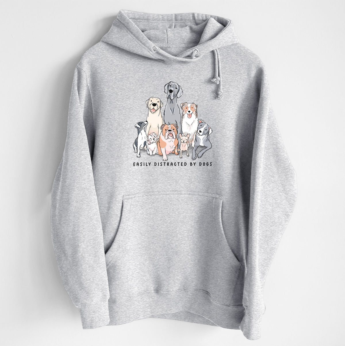 Vibrant Easily Distracted by Dogs - Heavyweight Fleece Hoodie