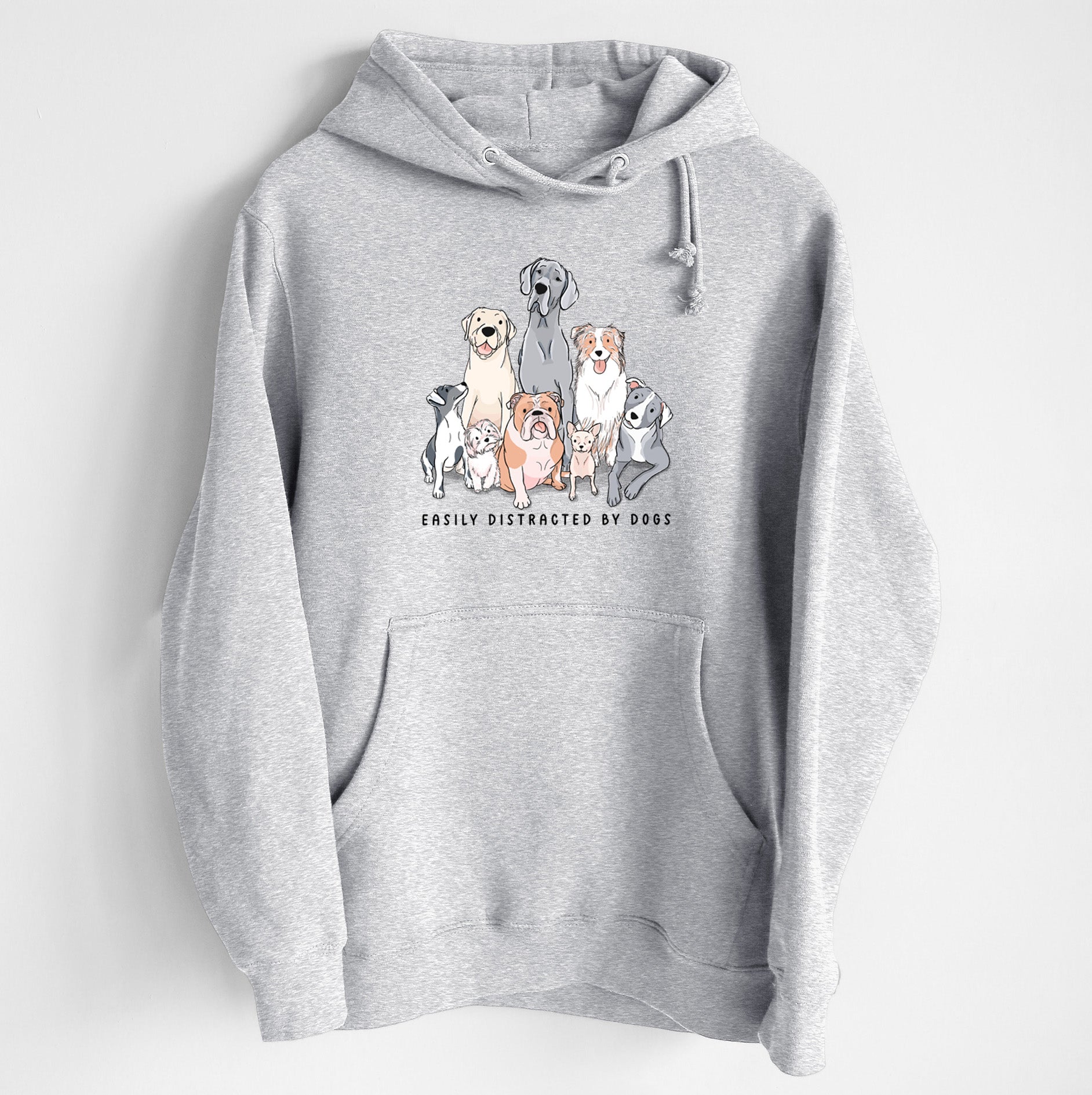 Vibrant Easily Distracted by Dogs - Heavyweight Fleece Hoodie