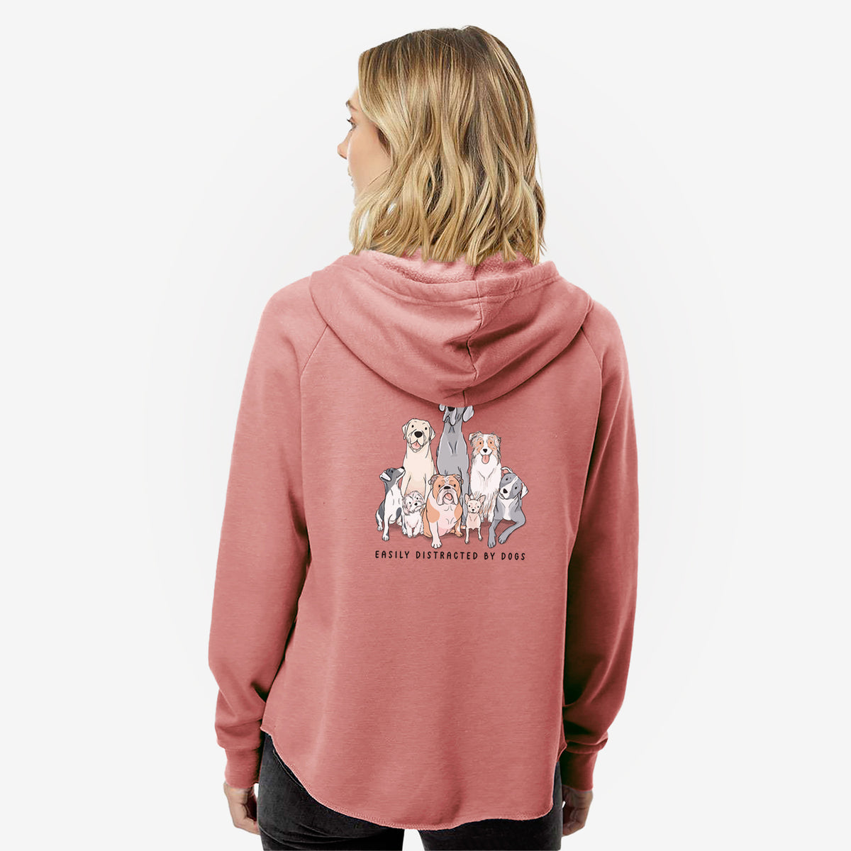 Vibrant Easily Distracted by Dogs - Women's Cali Wave Zip-Up Sweatshirt